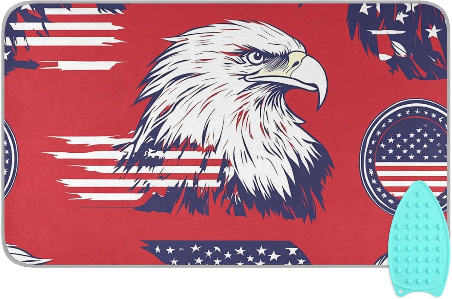 American Flag Bald Eagle Red Ironing Mat for Table top Portable Ironing Pad Blanket for Washer