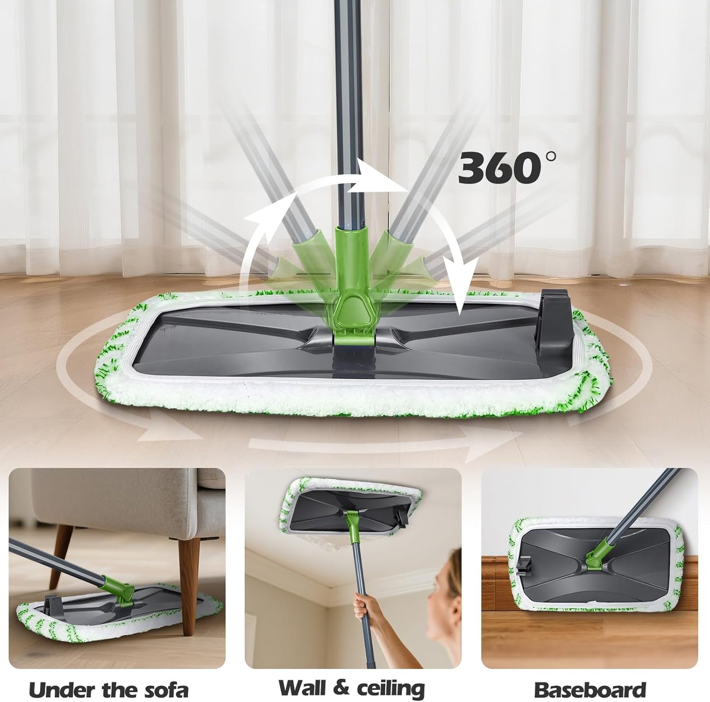 MASTERTOP Dust Mop for Hardwood Floors, Extra Large Microfiber Flat Mop with 5 Wet & Dry Reusable