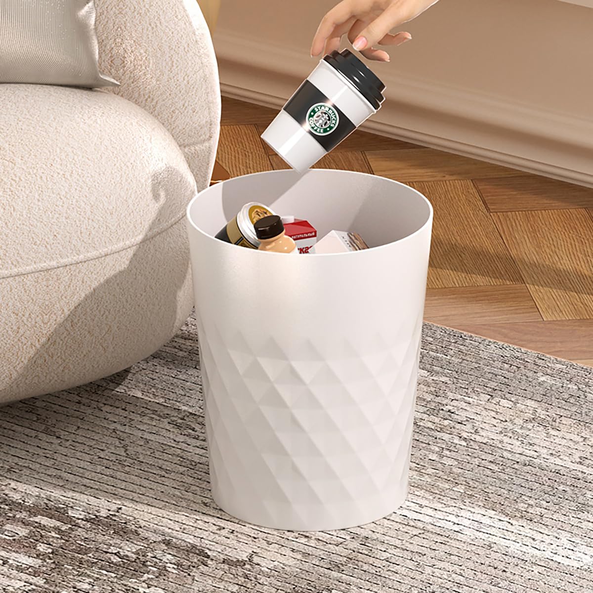 2 Pack Small Trash Can 1.8 Gallon Bathroom Garbage Can Waste Basket Recycling Bin for Dorms
