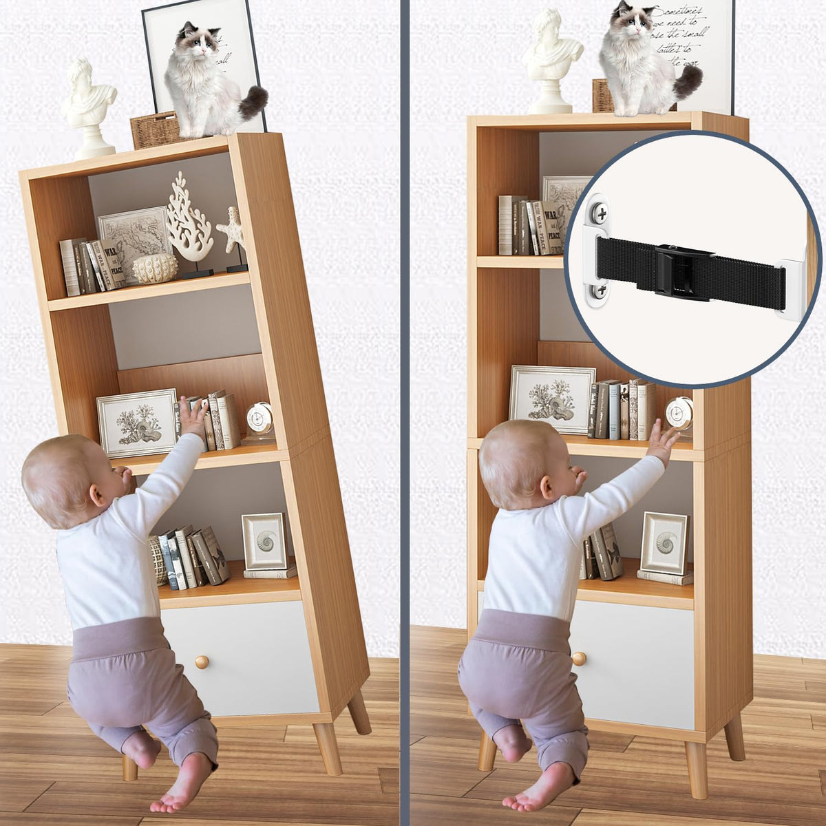 Furniture Anchors（2 Sets）for Baby Proofing Removable Anti Tip Furniture Anchors Adjustable