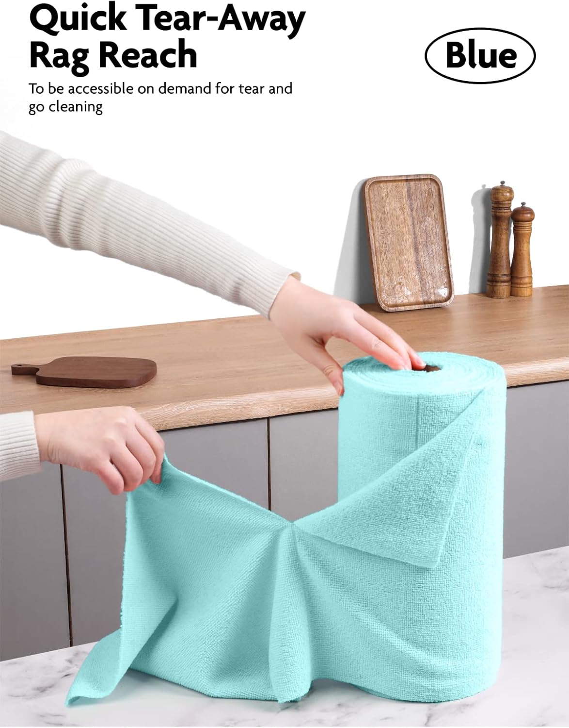 Fantasticlean Microfiber Cleaning Cloth Roll -40 Pack, Tear Away Microfiber Towels, 12" x 12"