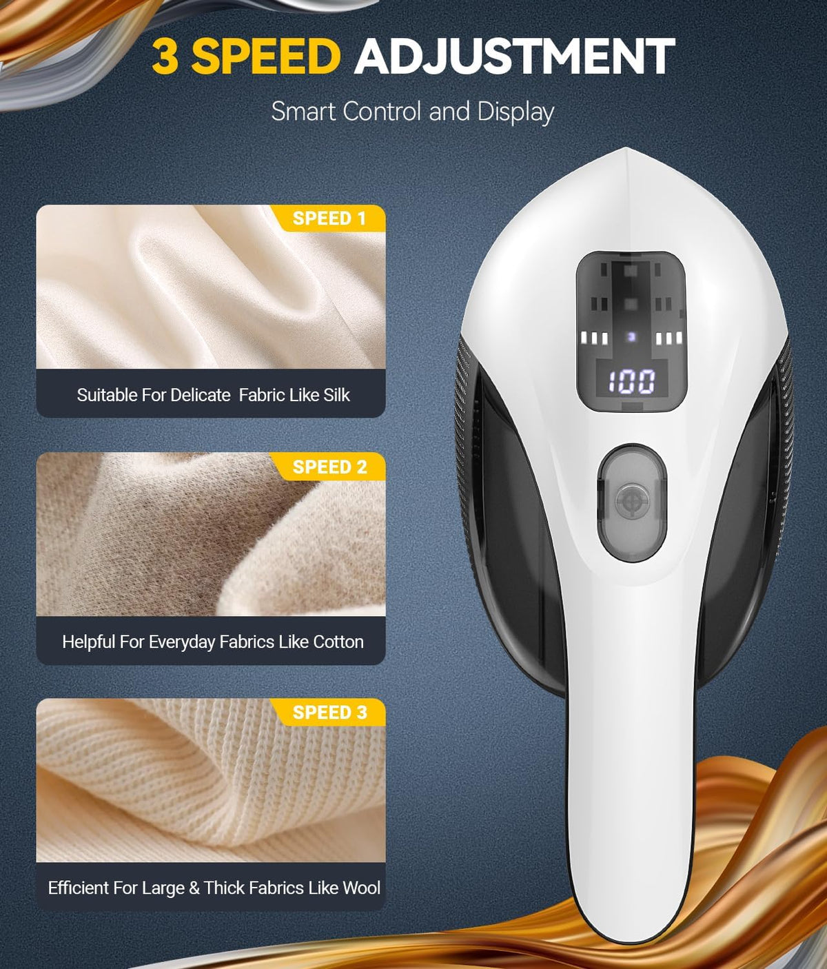 Rechargeable Fabric Shaver and Lint Remover, 3-Speed Adjustable Sweater Shaver with 6-Leaf