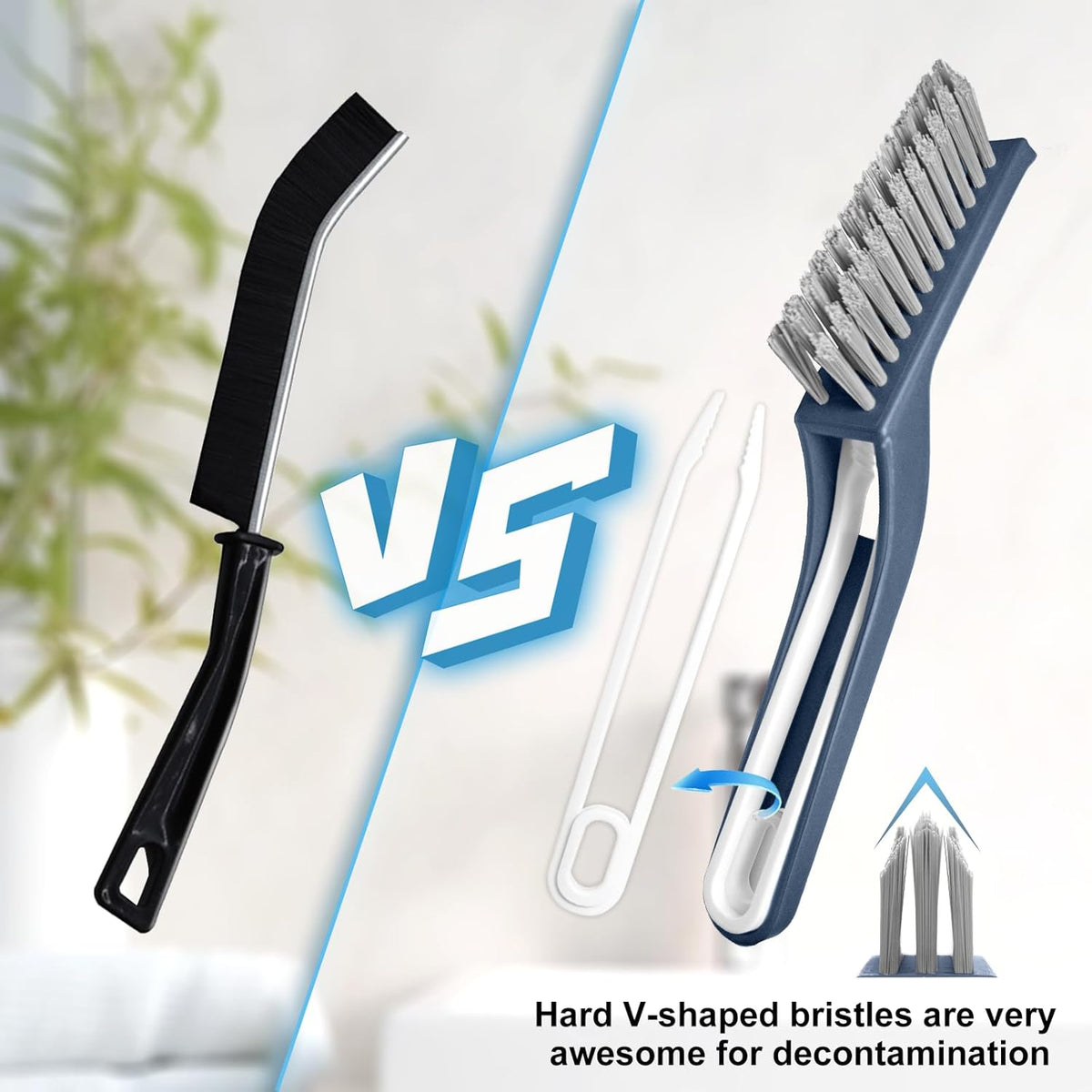 Bristle Brush - Hard Bristle Crevice Cleaning Brush Tools for Household Use, Kitchen, Bathroom