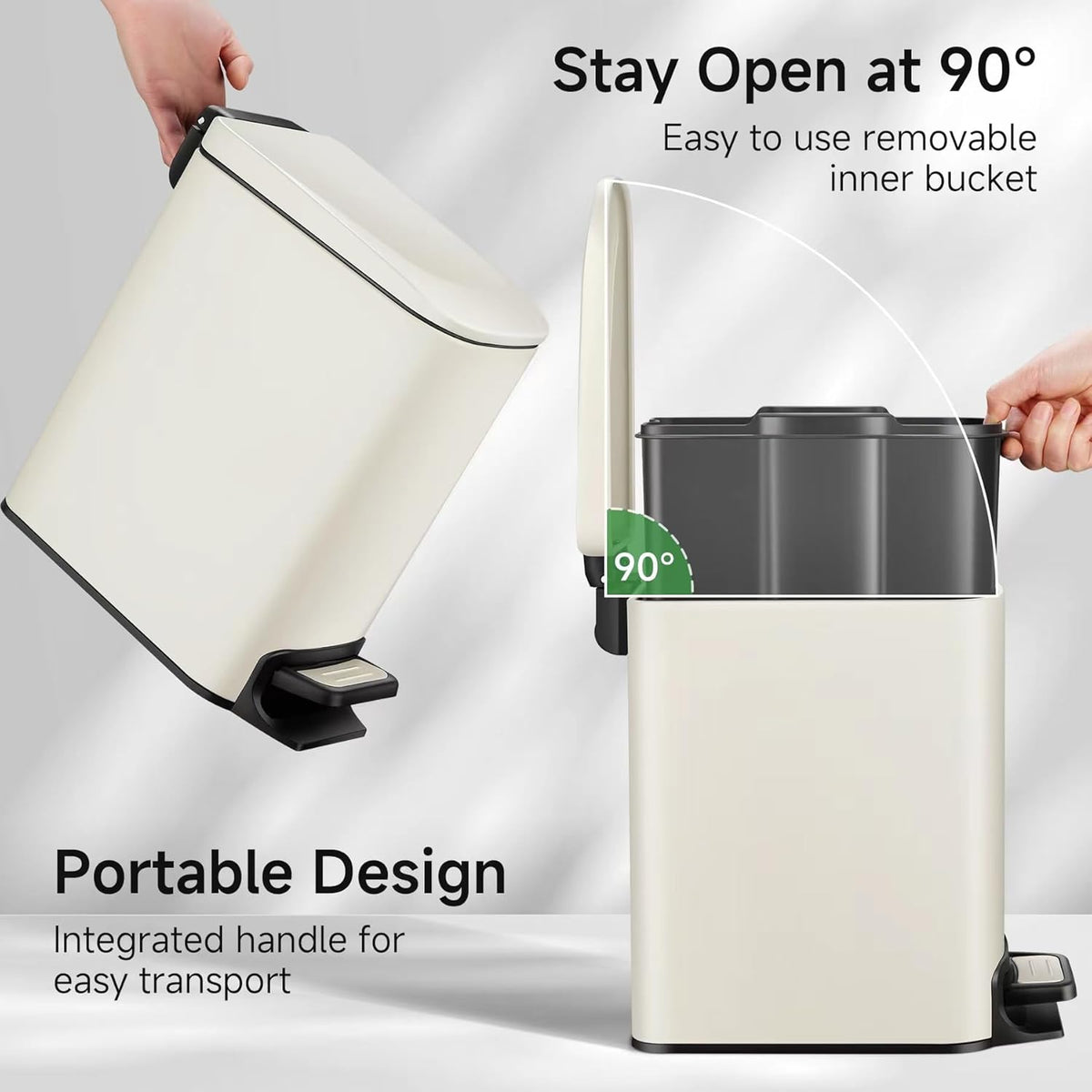 TIPGO Slim Bathroom Trash Can with Lid Soft Close, 6 Liter / 1.6 Gallon Stainless Steel Garbage