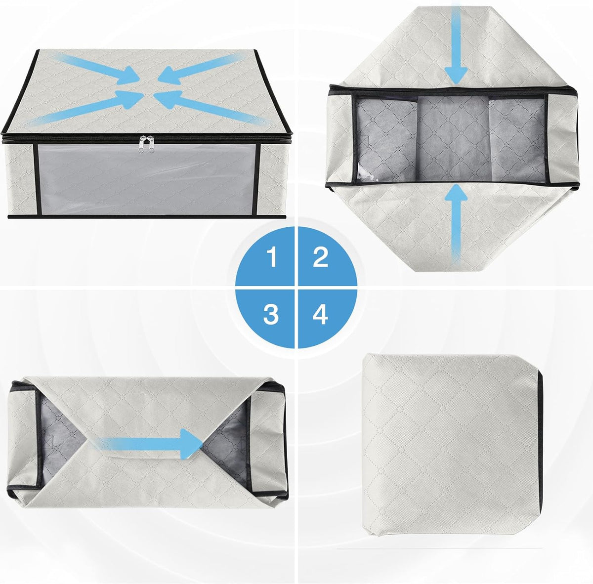 HomeHacks Storage 6-Pack Clothes Organizer Storage Bags Foldable Storage Box with Large Clear