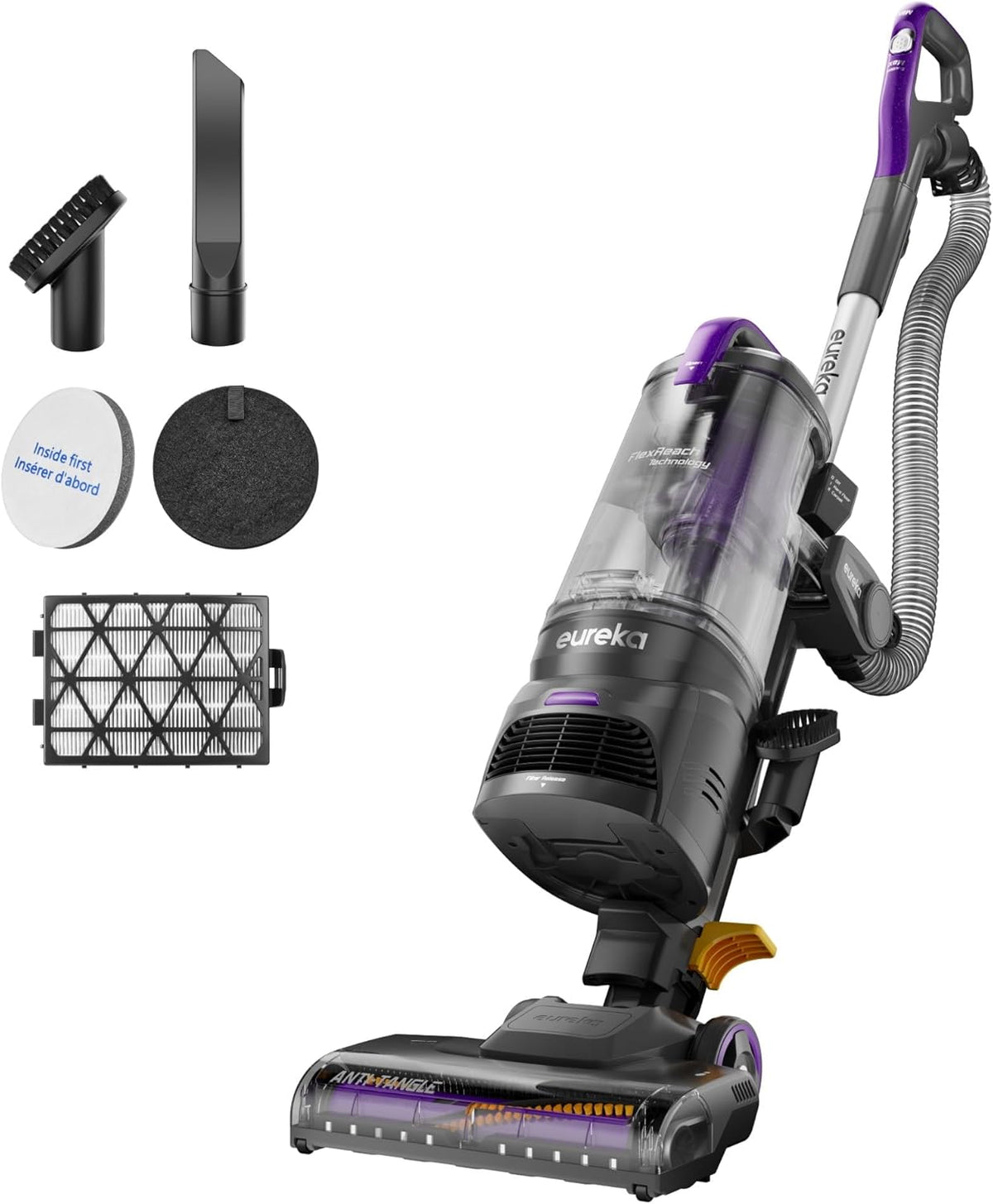 Eureka FlexReach Powerful Upright Vacuum Cleaner for Carpet and Hard Floor, Lift-Up Vacuum with