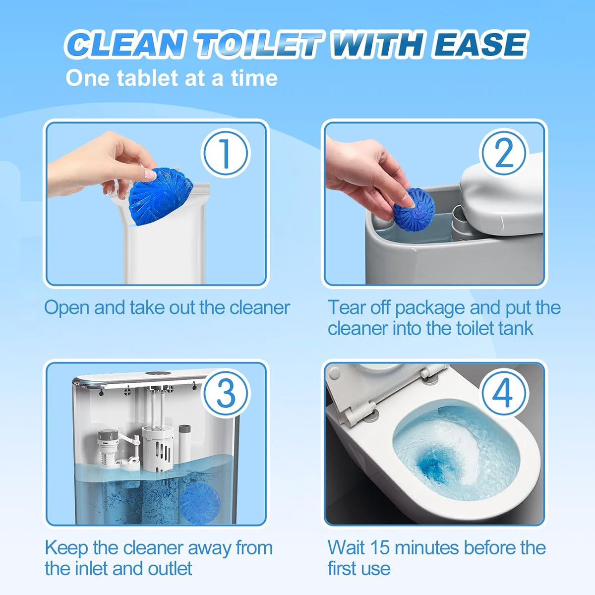 KIISIISO Multipurpose Bathroom Cleaners, 54 Pack Commercial & Household Toilet Bowl Cleaners, Blue
