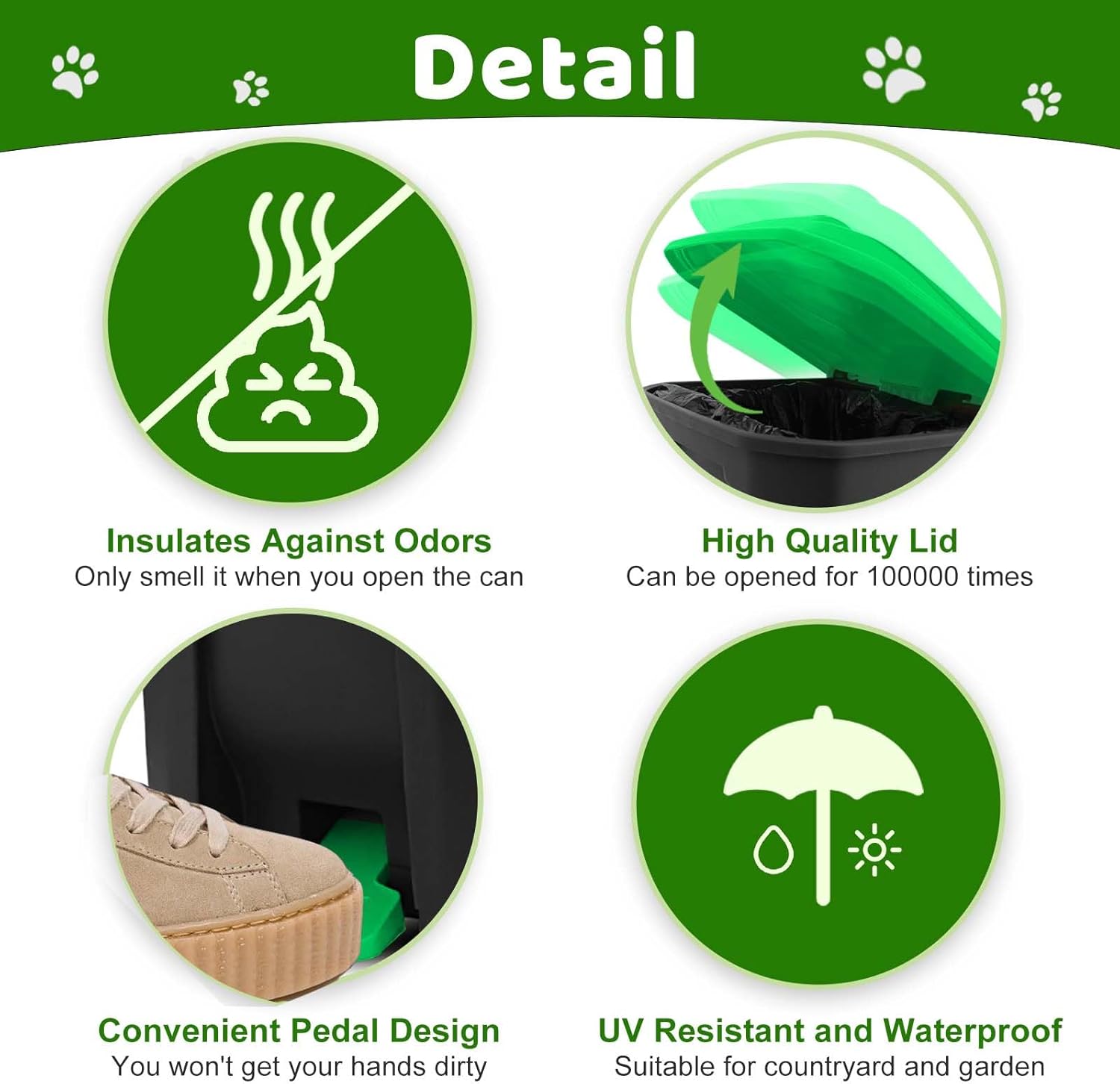Dog Poop Trash Can Outside with Pooper Scooper and Metal Rake & Tray, 20L/5Gal Dog Waste Trash Can