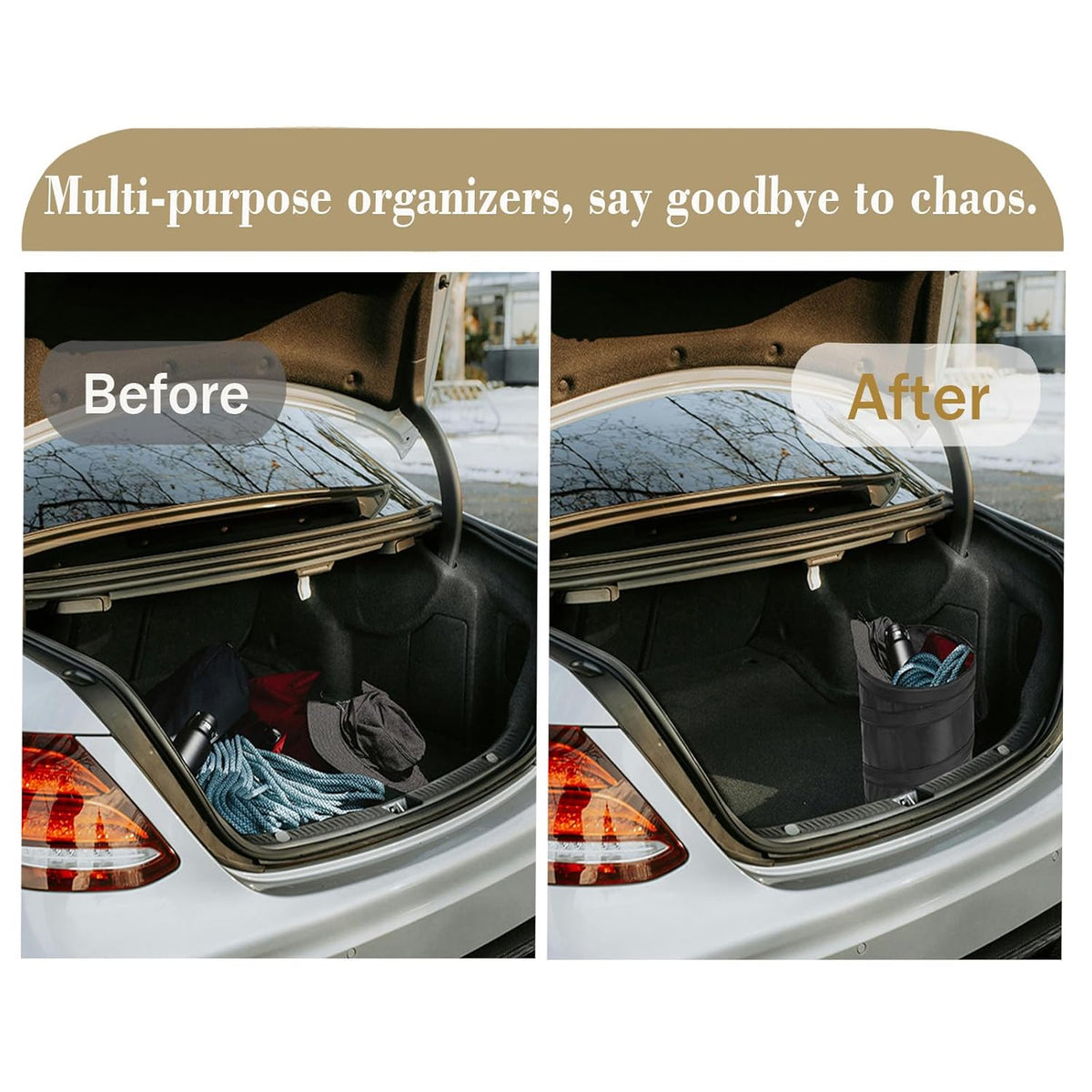 Ginsco 2Packs 4 Gallons New Leakproof Car Trash Can, Large Trash Can Pop-up Collapsible Hanging Car