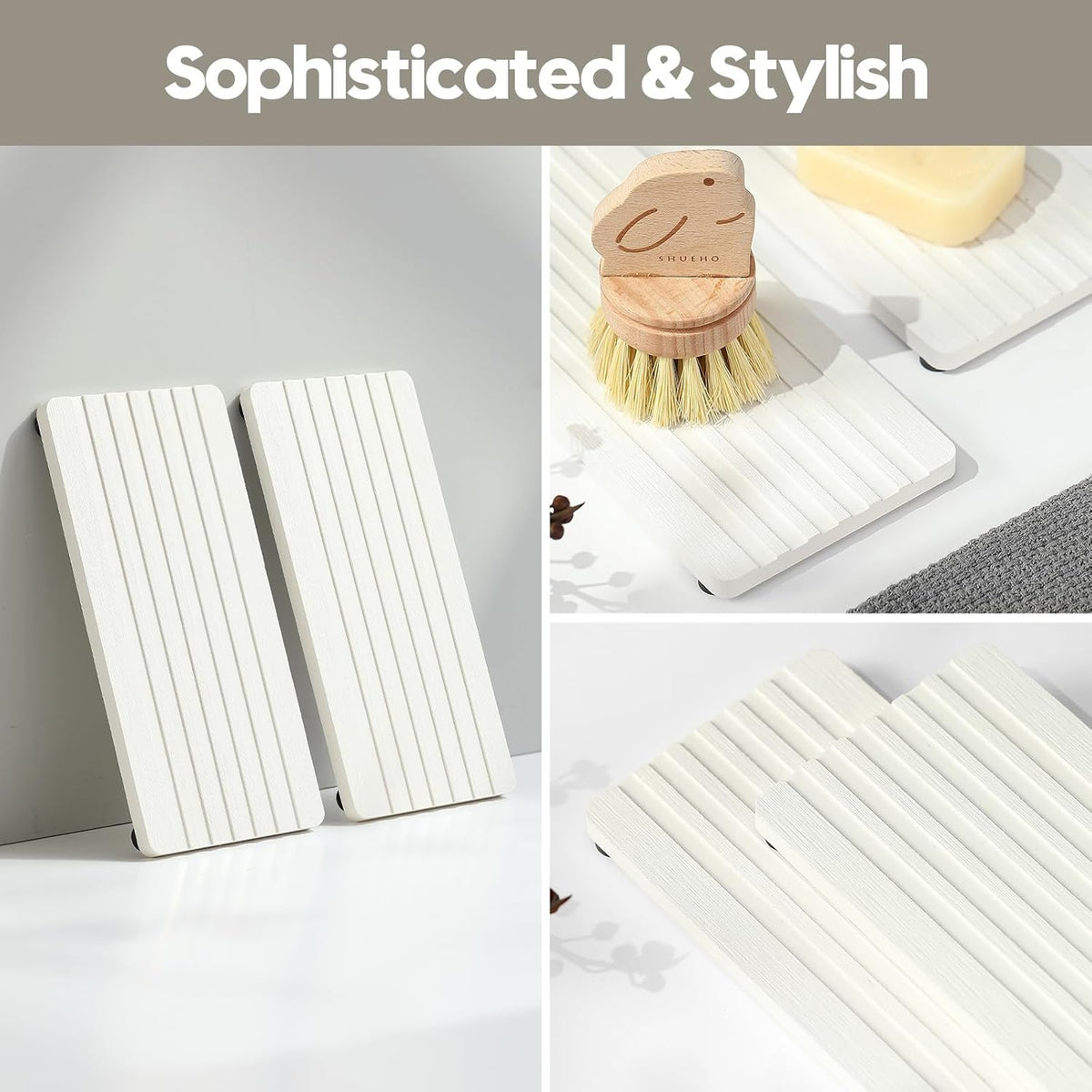 2PCS Diatomite Quick Stone Drying Tray Mat for Bathroom & Kitchen Counter, Instant Dry Water