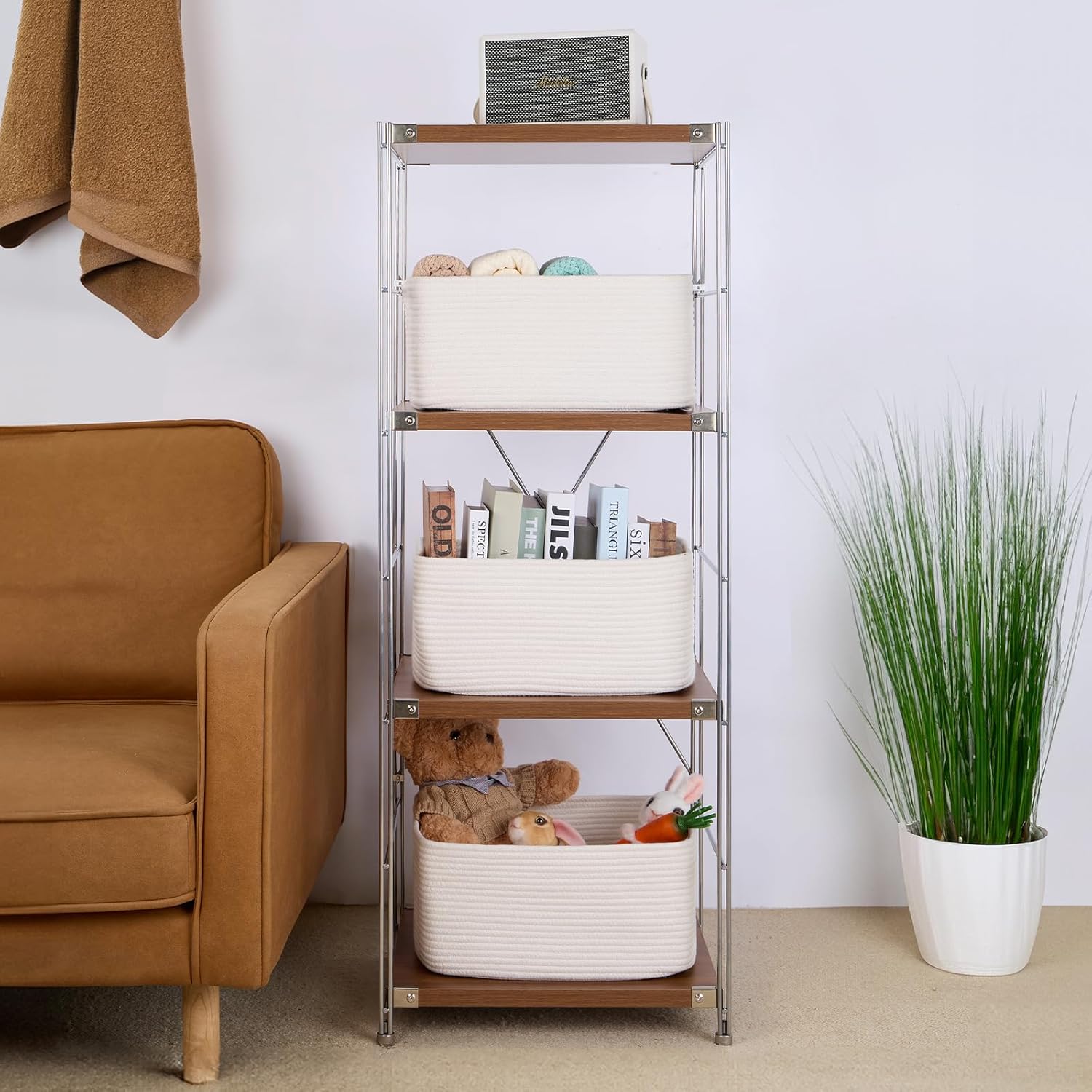 Large Storage Baskets for Shelves, Closet Organizers Bins for Clothes Blanket Towels, Baby Nursery