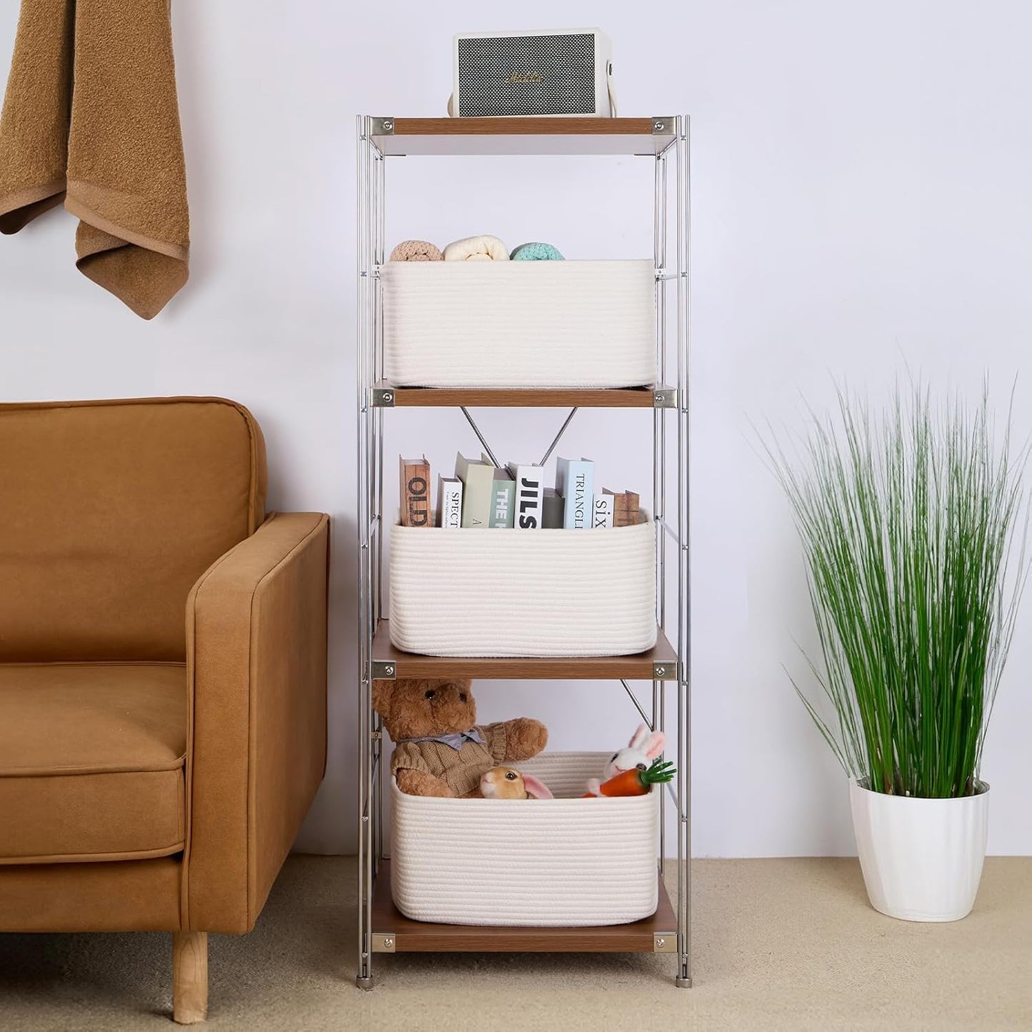 Large Storage Baskets for Shelves, Closet Organizers Bins for Clothes Blanket Towels, Baby Nursery