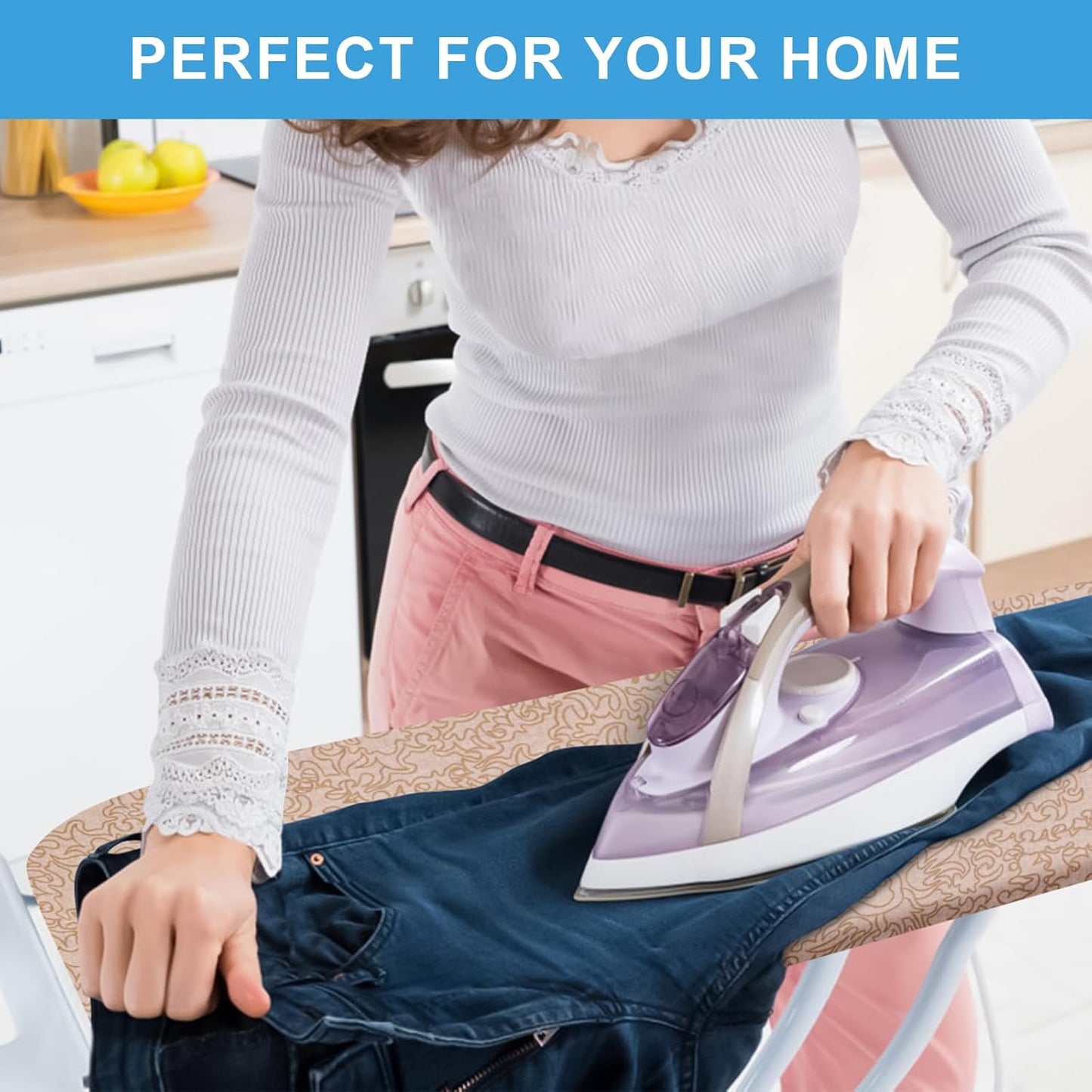 Extra-Wide Ironing Board Cover and Pad Replacement with Scorch and Stain Resistant Thick Padding