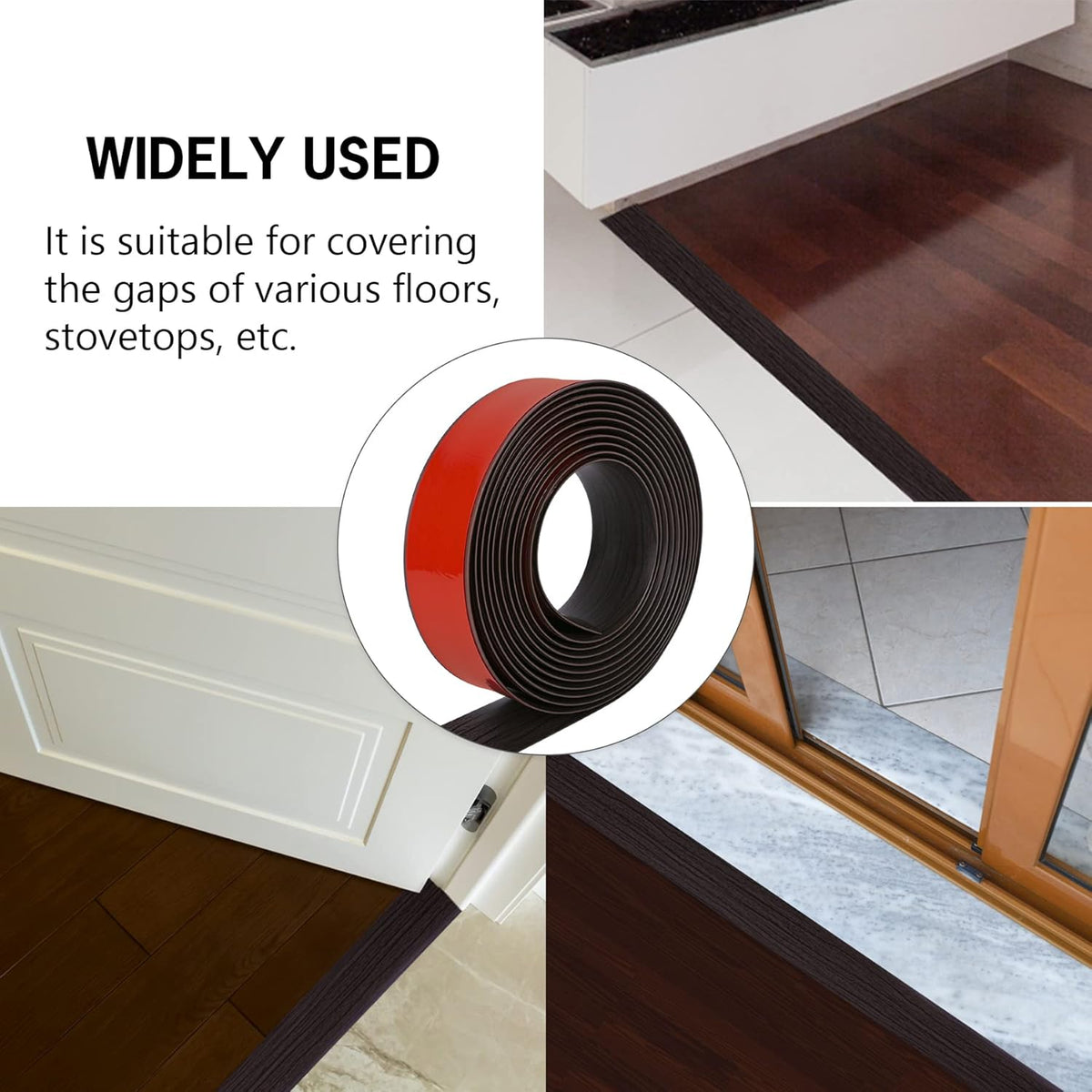 16.4Ft Floor Transition Strip Self Adhesive Vinyl Cover Floor Strip Flat Divider Transition Strip