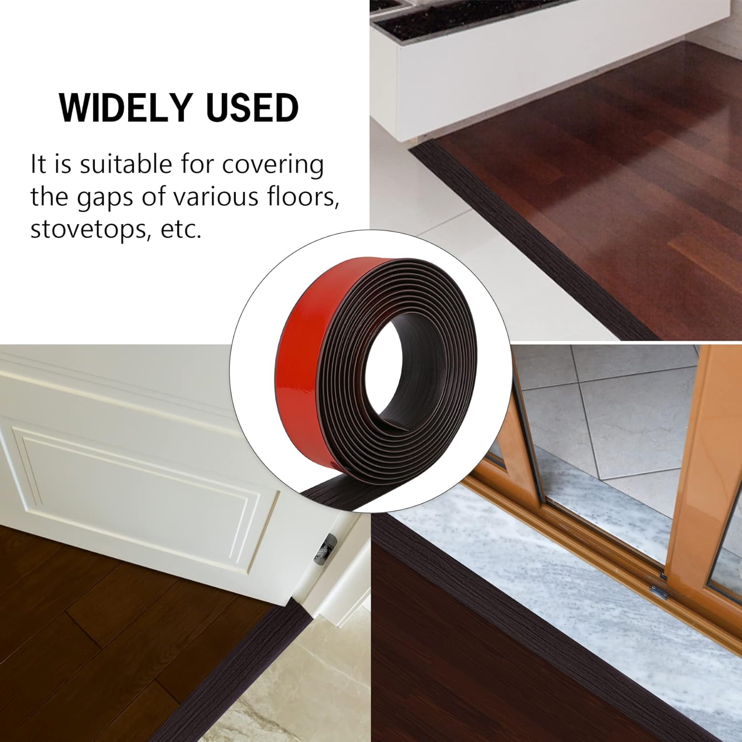 16.4Ft Floor Transition Strip Self Adhesive Vinyl Cover Floor Strip Flat Divider Transition Strip
