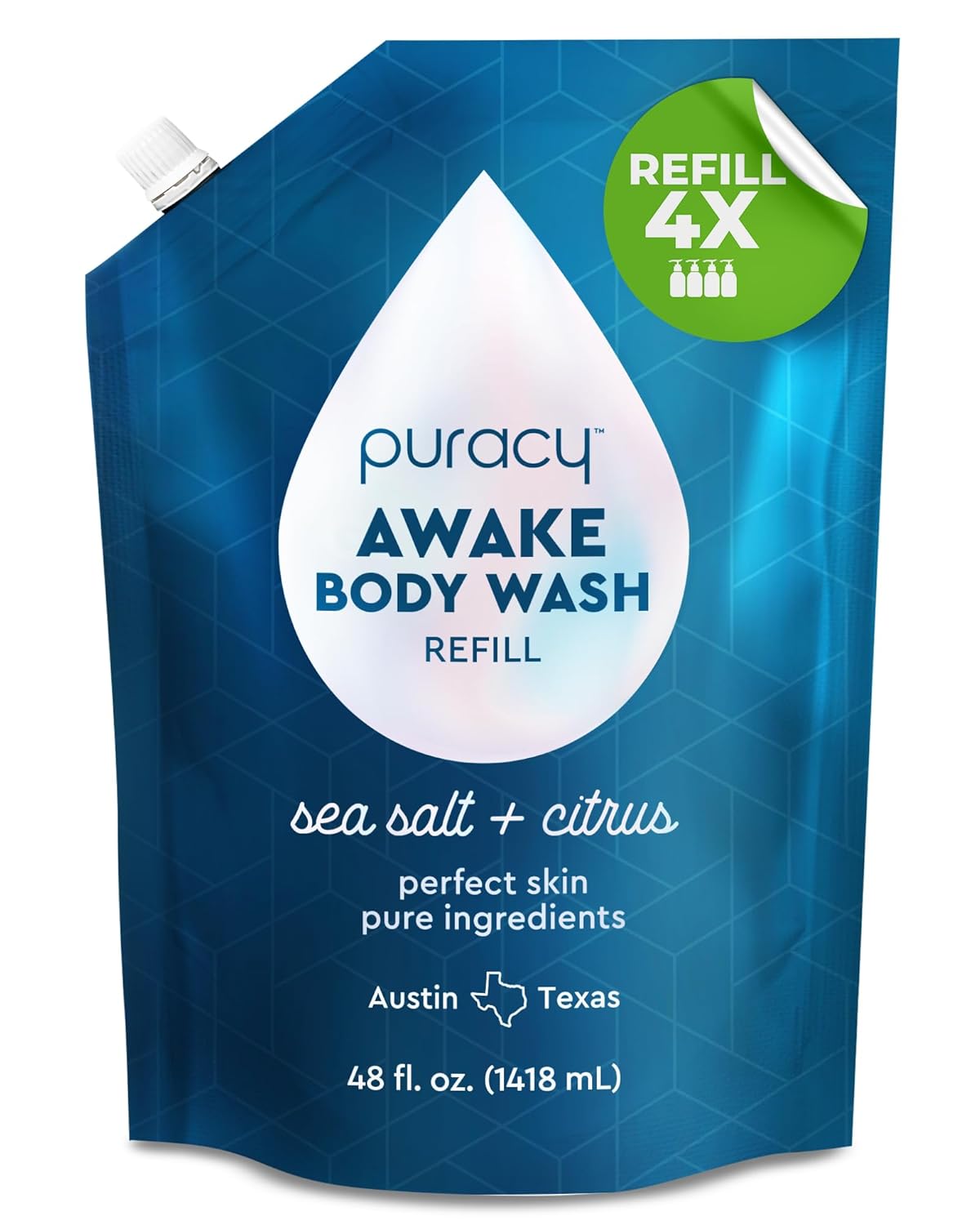 Puracy Body Wash Refill, Natural Body Wash, 98.6% Pure Plant Ingredients, Moisturizing Shower Gel