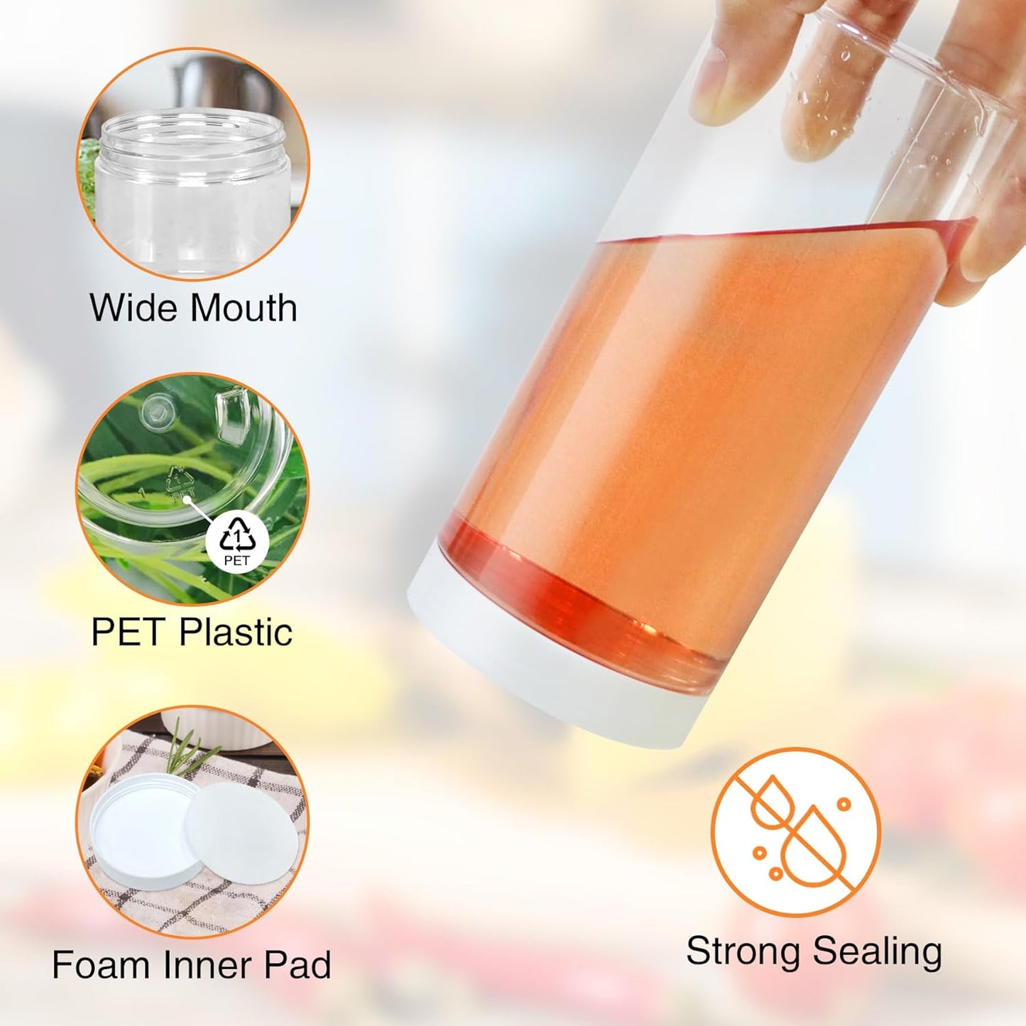 24 Pcs Plastic Jars, 16 OZ Plastic Jars with White Lids Clear Airtight Slime Containers Refillable