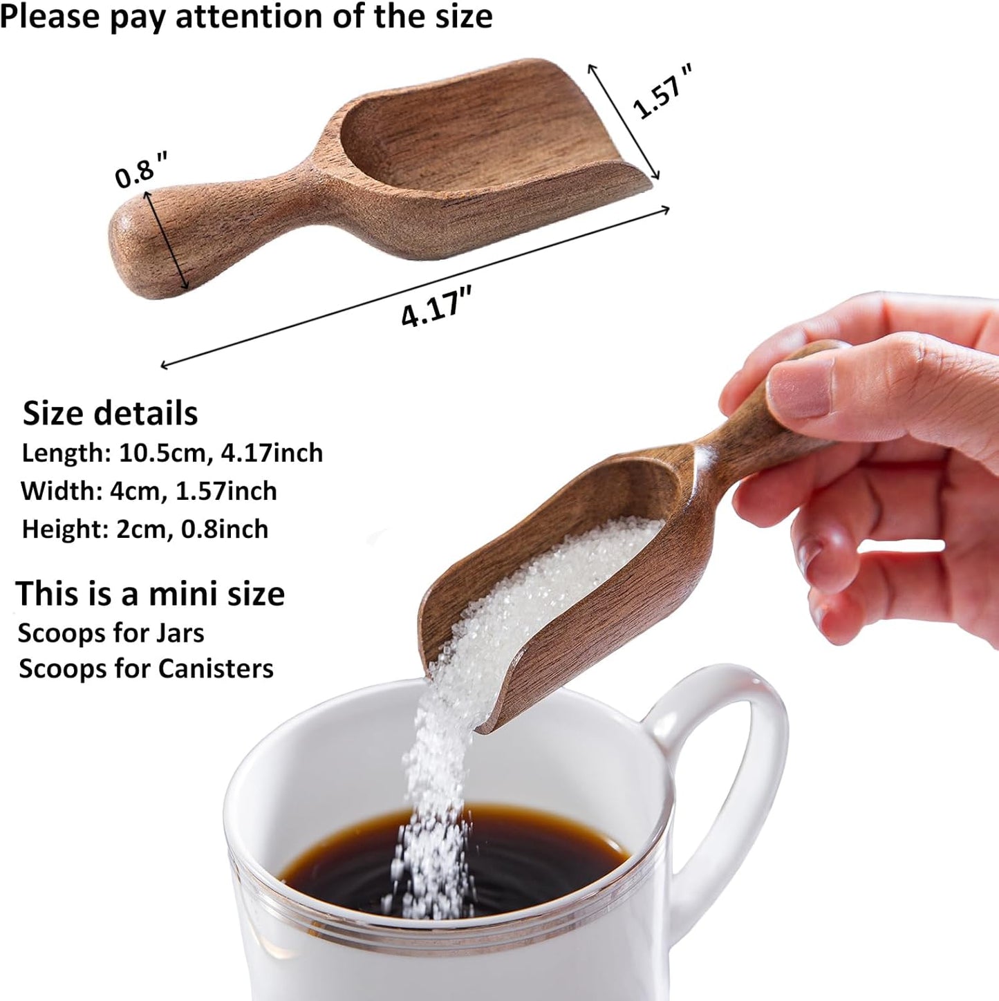 Wooden Scoops for Canisters 3PCS Small Wooden Scoop Acacia Wood Scoops for Jars Mini Coffee Scoops