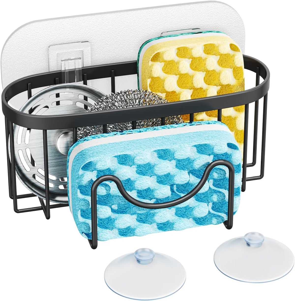 HapiRm Multifunctional Sponge Holder with Unique M-Shaped, 2 Installation Methods Kitchen Sink