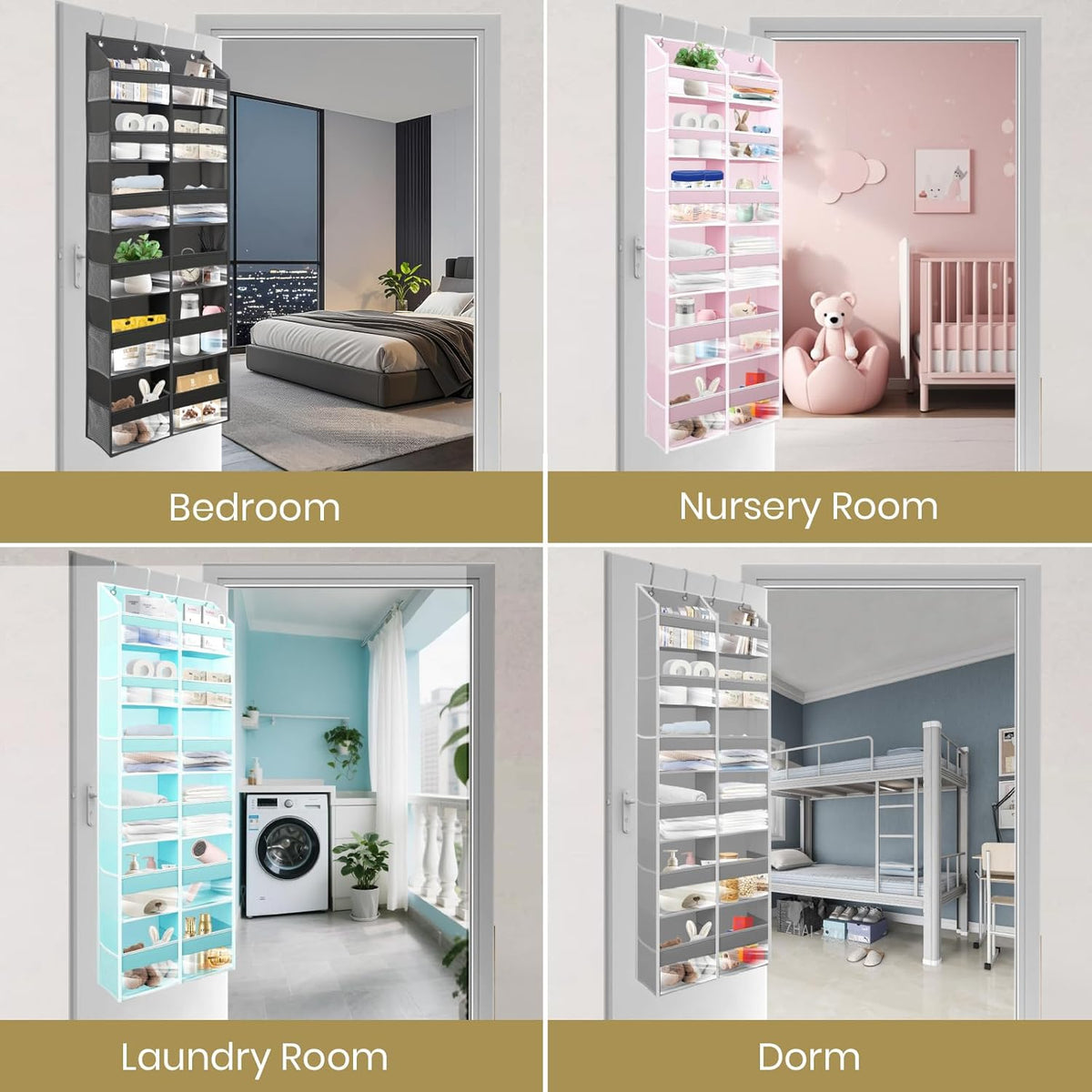 HOMELUX THEORY Heavy Duty Over the Door Organizer - Extra Wide Closet Organizers And Storage