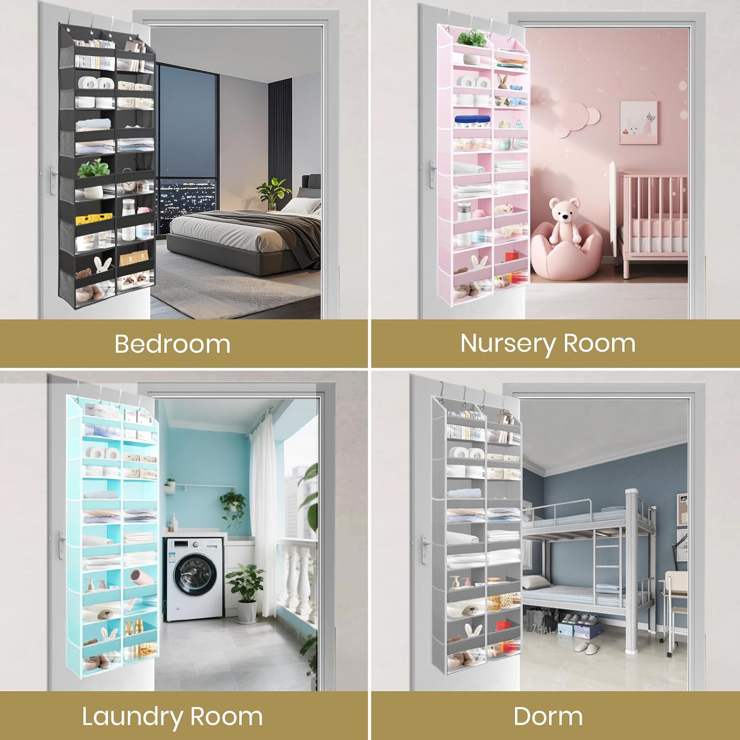 HOMELUX THEORY Heavy Duty Over the Door Organizer - Extra Wide Closet Organizers And Storage