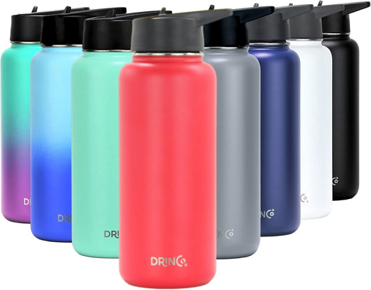 DRINCO Stainless Steel Water Bottle Spout Lid Vacuum Insulated Double Wall Water Bottle Wide Mouth