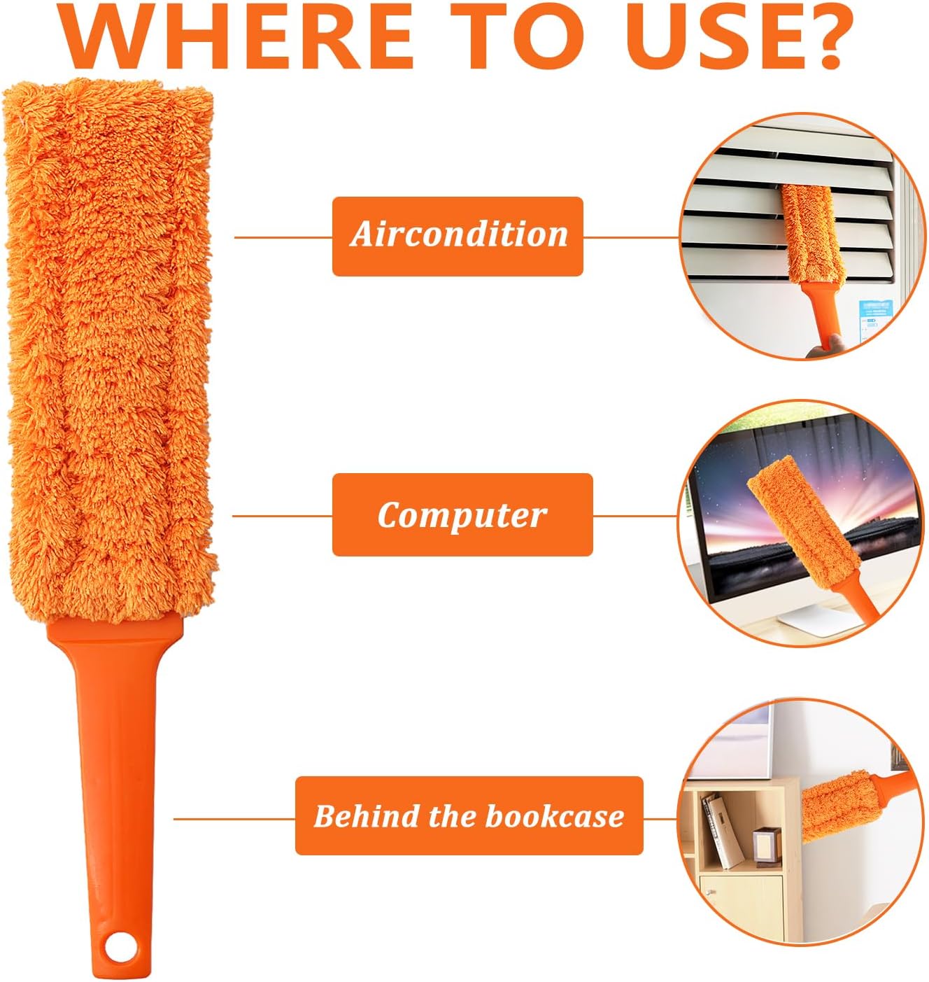 4 Pack 15 inch Reuseable Microfiber Feather Duster, Blind Duster, Gap Duster, Removable and