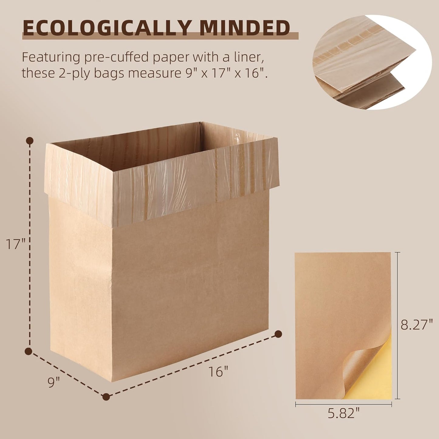 (15-Pack) Calvana Super Strong Compactor Bags, Heavy-Duty Kitchen Paper Trash Bags with Leak Proof