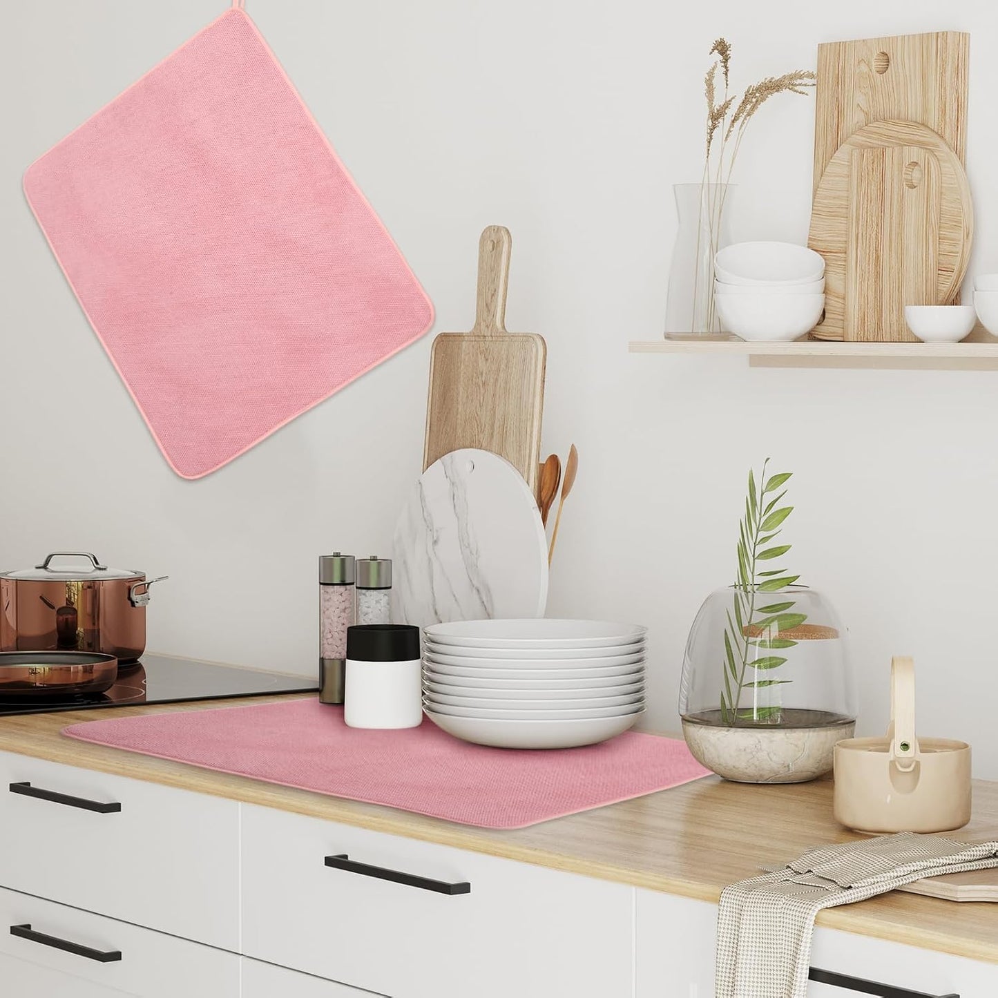 Hushee 2 Pack Extra Large Dish Drying Mat Microfiber Absorbent Dish Drying Pad Large Size Dishes