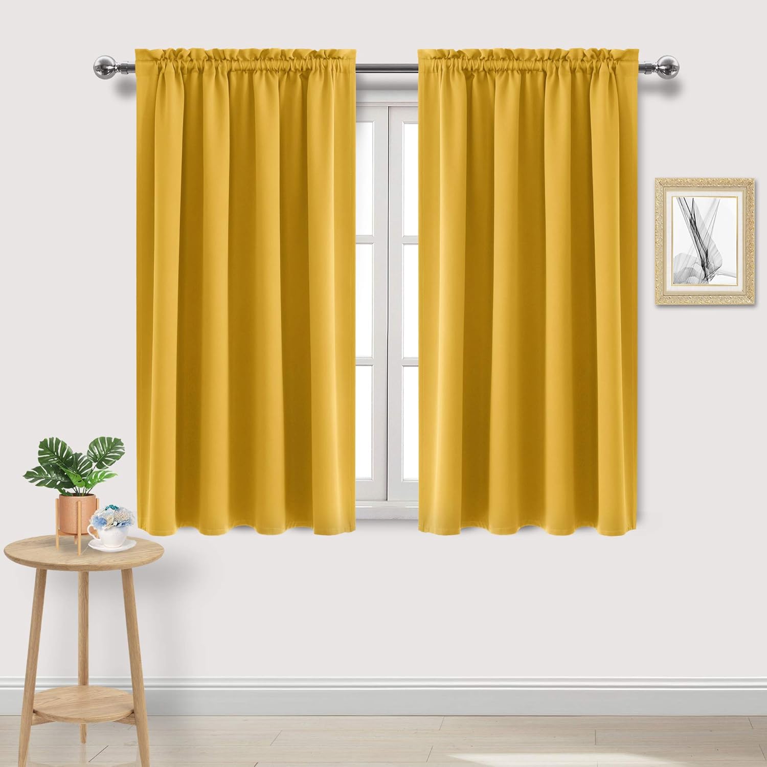 DWCN Yellow Room Darkening Blackout Curtains - Thermal Insulated Privacy Energy Saving Window