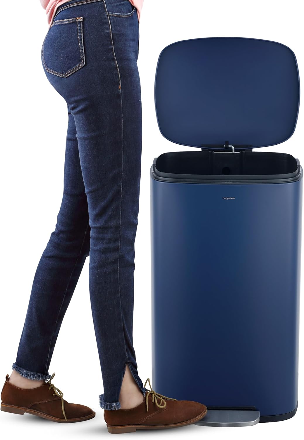 happimess HPM1011E Curtis 8-Gallon Step-Open Trash Can, Fingerprint Resistant, Modern, Minimalistic
