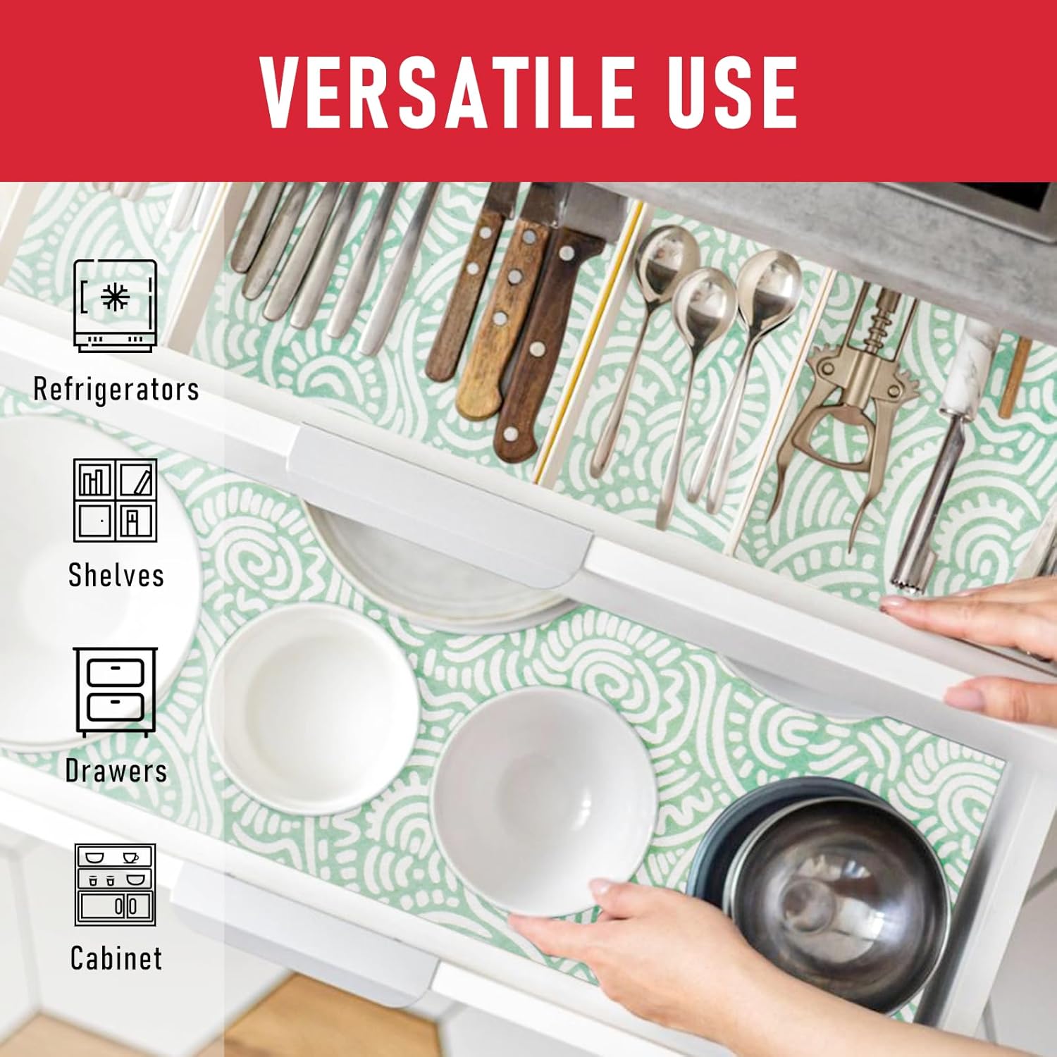 Cooyes Refrigerator Shelf Liners, Drawer Liners for Kitchen Cabinets, Absorbent Fridge Mats with