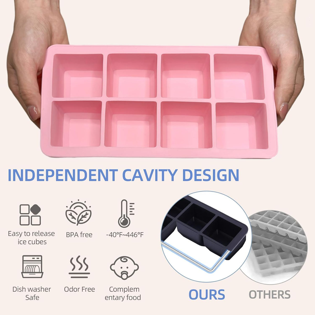 2 Pack Silicone 2 Inch Large Ice Cube Molds for Cocktails Wine Fruit and Bourbon Whiskey Easy