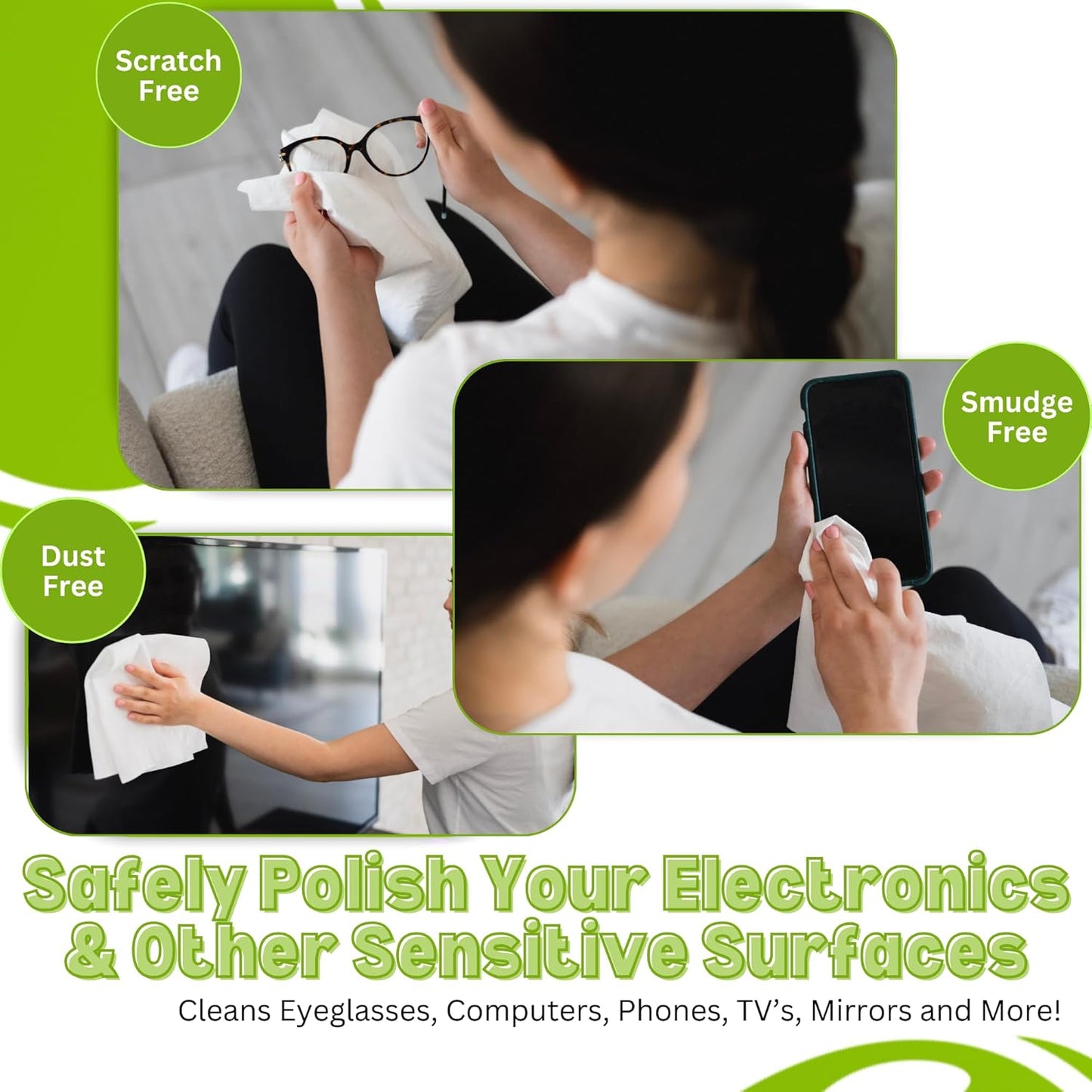 4-Pack Reusable Cleaning Cloths for Streak-Free Windows, Mirrors & All-Purpose Use – Chemical-Free