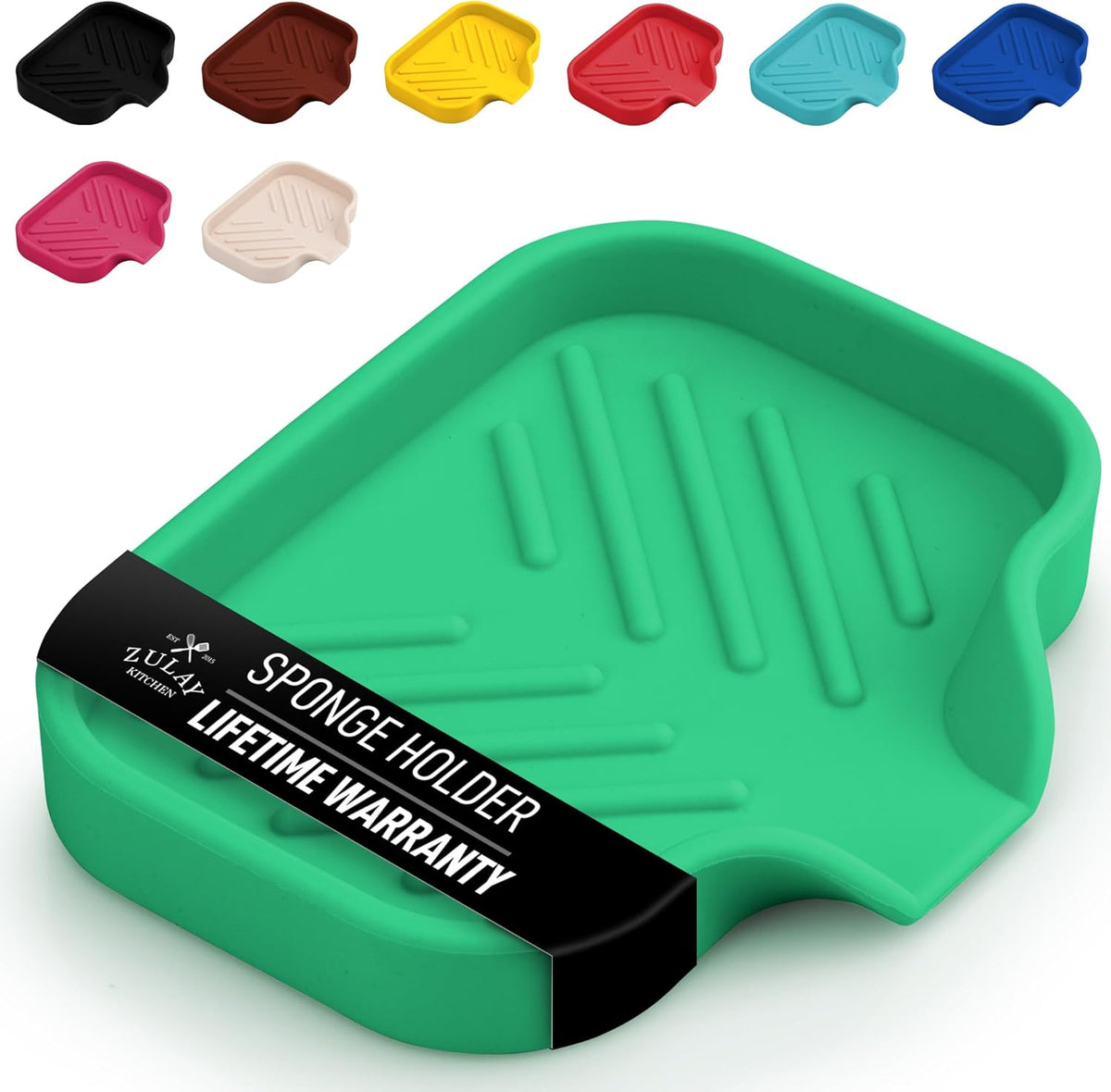 Zulay Kitchen Small Silicone Sponge Holder (4.9x3.3”) – Space-Saving Sink Organizer Tray for