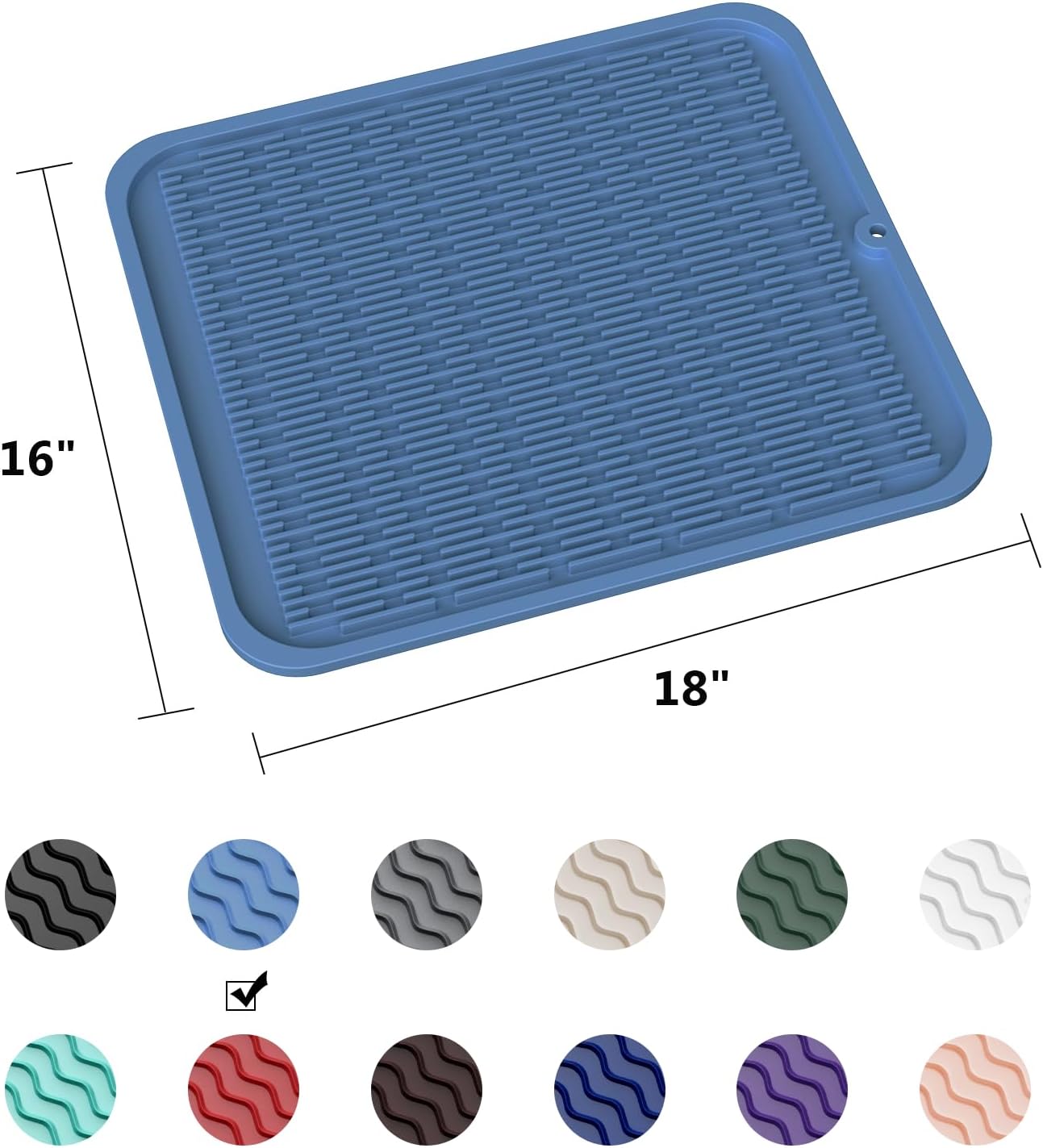 ZLR Silicone Dish Drying Mat for Kitchen Counter, Eco-Friendly Fast Dry Dish Mat, Easy Clean Multi