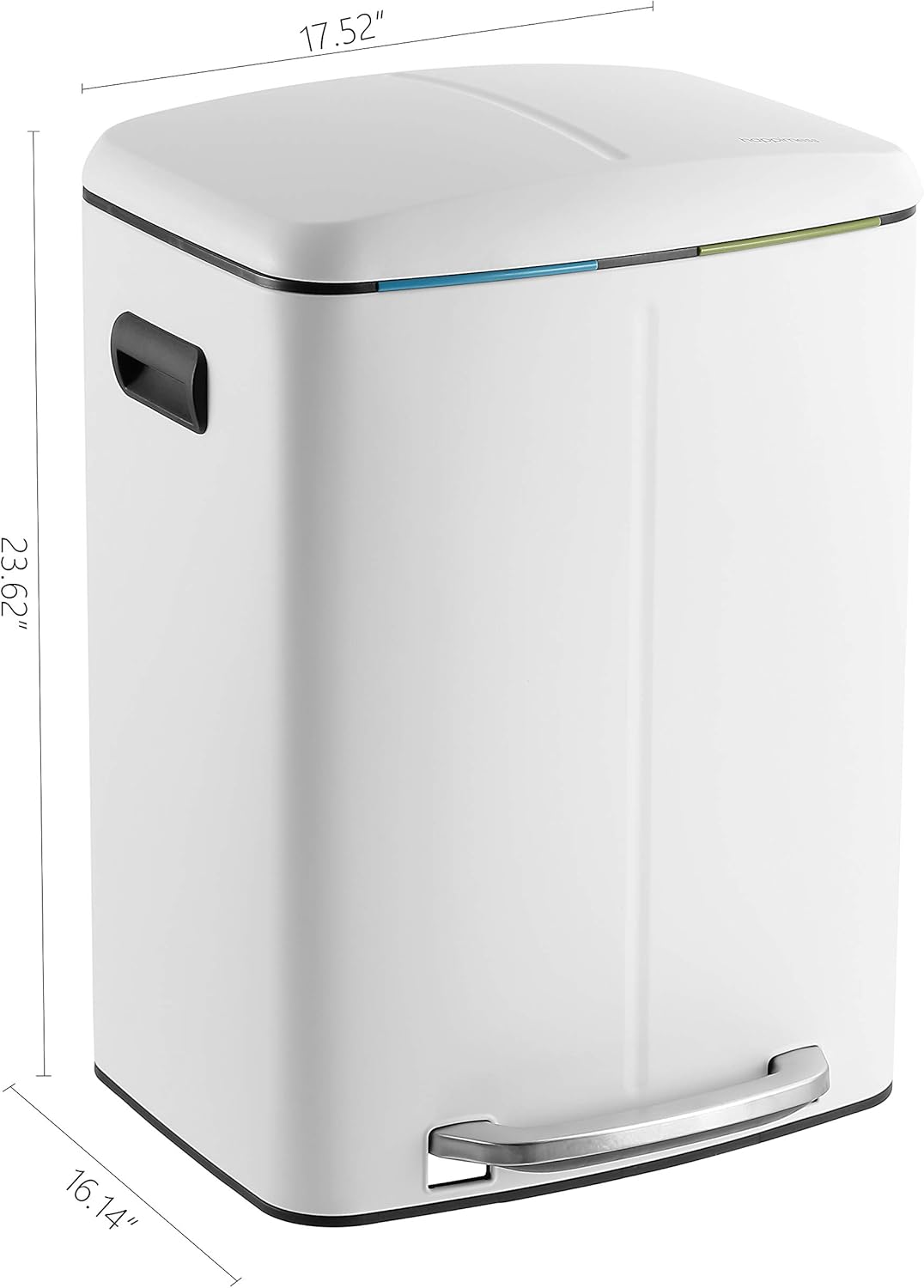happimess HPM1005C Marco Rectangular 10.5-Gallon Double Bucket Garbage Can with Soft-Close Lid