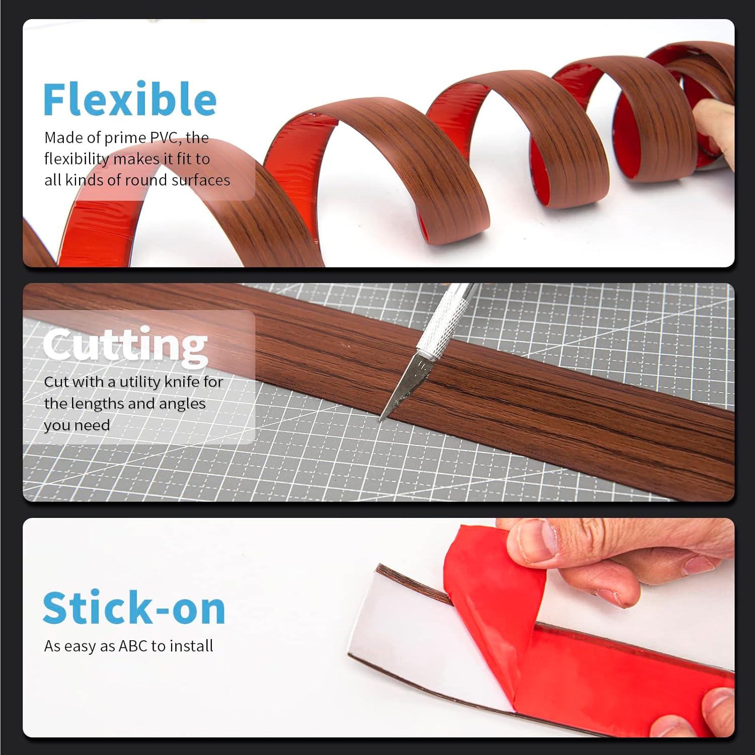 Art3d 10 FT Self Adhesive Vinyl Floor Transition Strip, Laminate Floor Strip Floor Flat Divider
