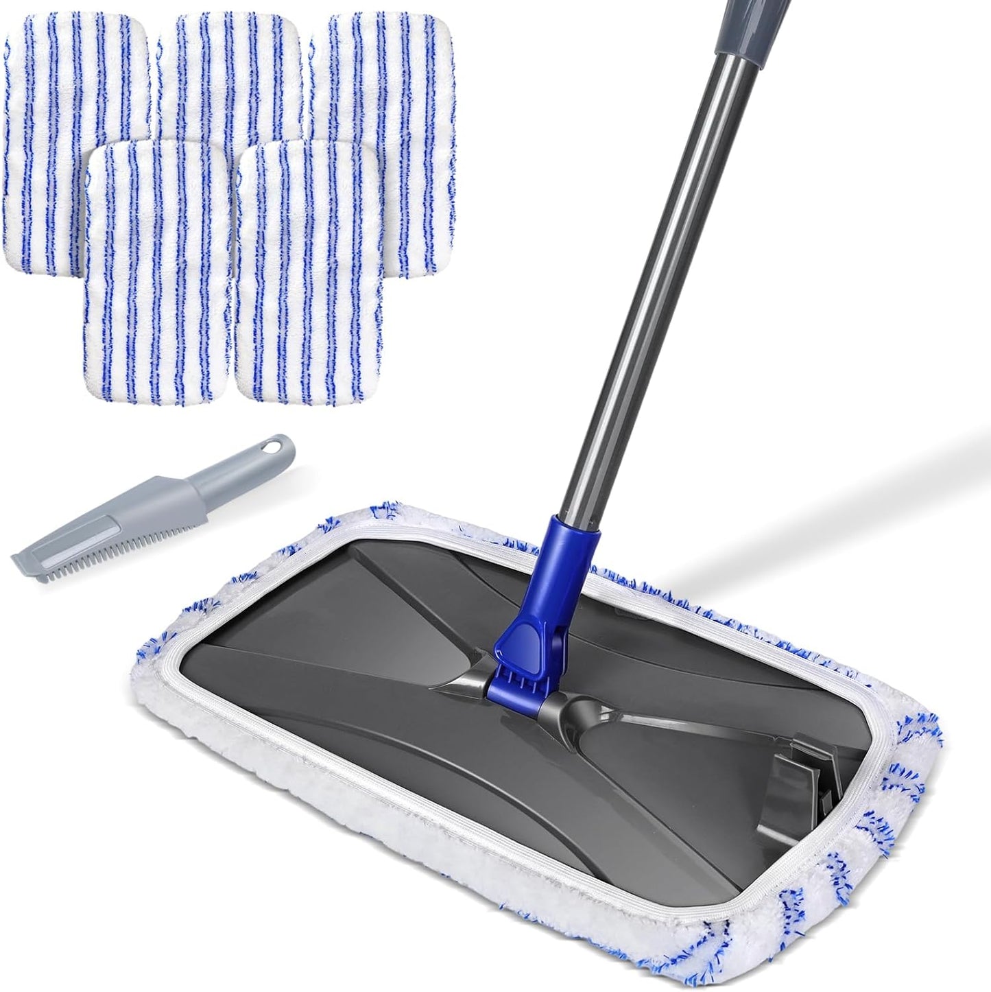MASTERTOP Microfibre Flat Mop, Extended Wet Dry Large Floor Mop with 5 Reusable Pads & Telescopic