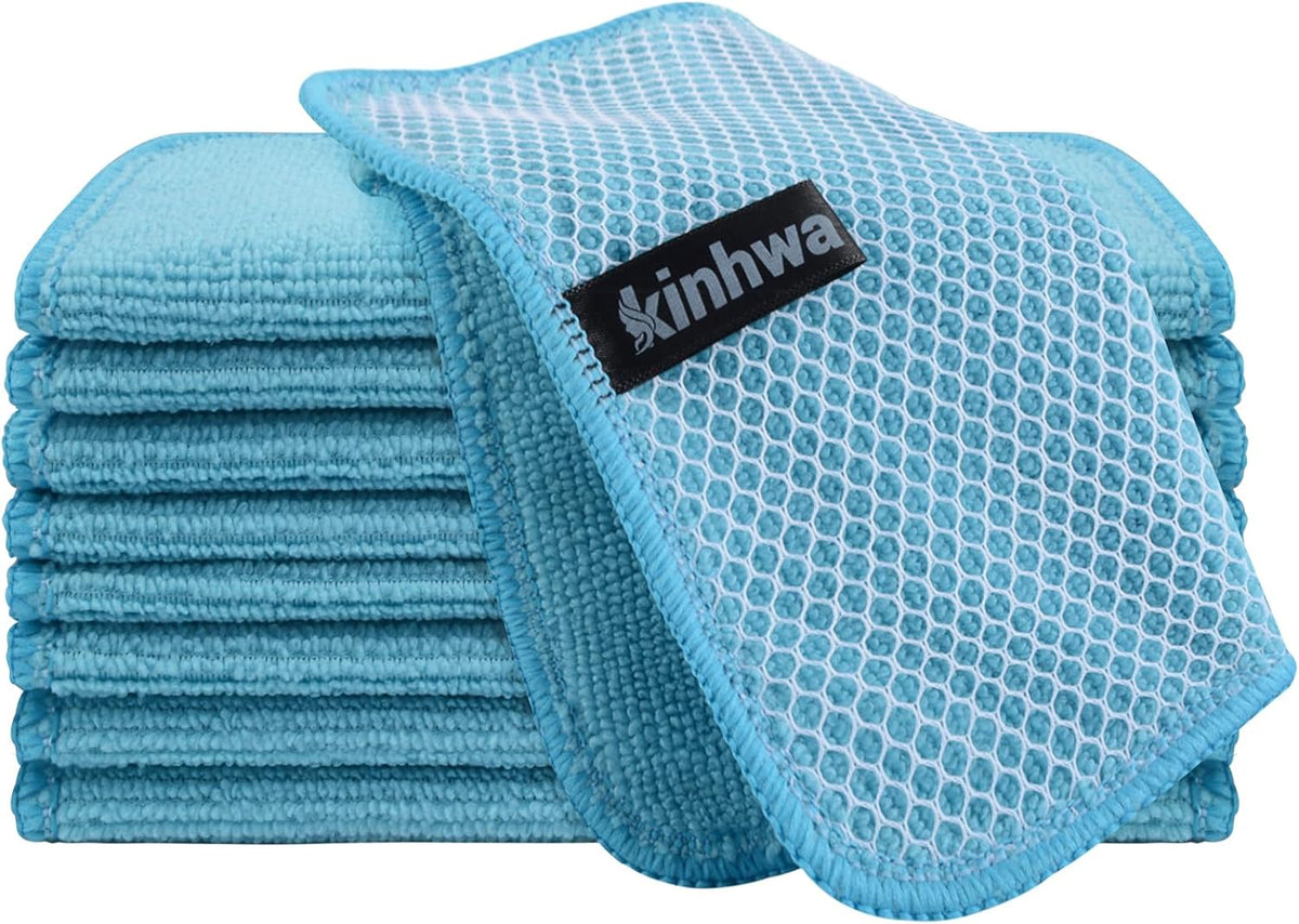 KinHwa Kitchen Washcloths for Dishes Absorbent Microfiber Dish Cloths Quick Dry Dish Rags with Poly