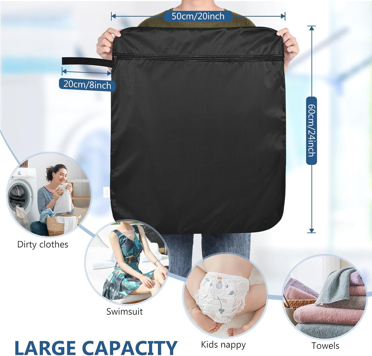 OTraki 2Pcs Large Wet Bag 20x24 inch Wet Dry Bag for Swimsuit Reusable Towel Pouches with Zipper