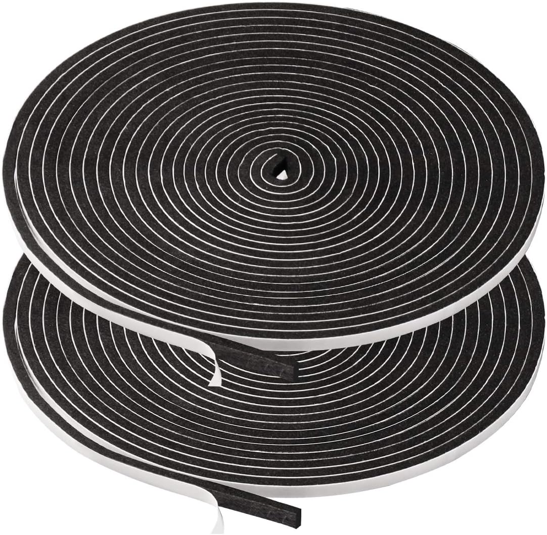 2 Rolls Weather Stripping,1/4 Inch Wide X 1/8 Inch Thick Foam Seal Tape High Density Foam Strip
