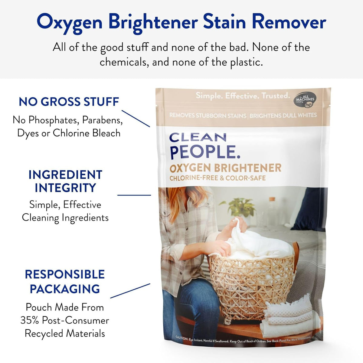 The Clean People Oxygen Brightener Stain Remover | Bleach Alternative, Simple Ingredients