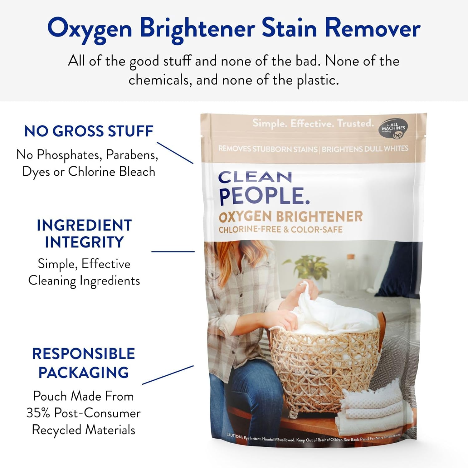 The Clean People Oxygen Brightener Stain Remover | Bleach Alternative, Simple Ingredients