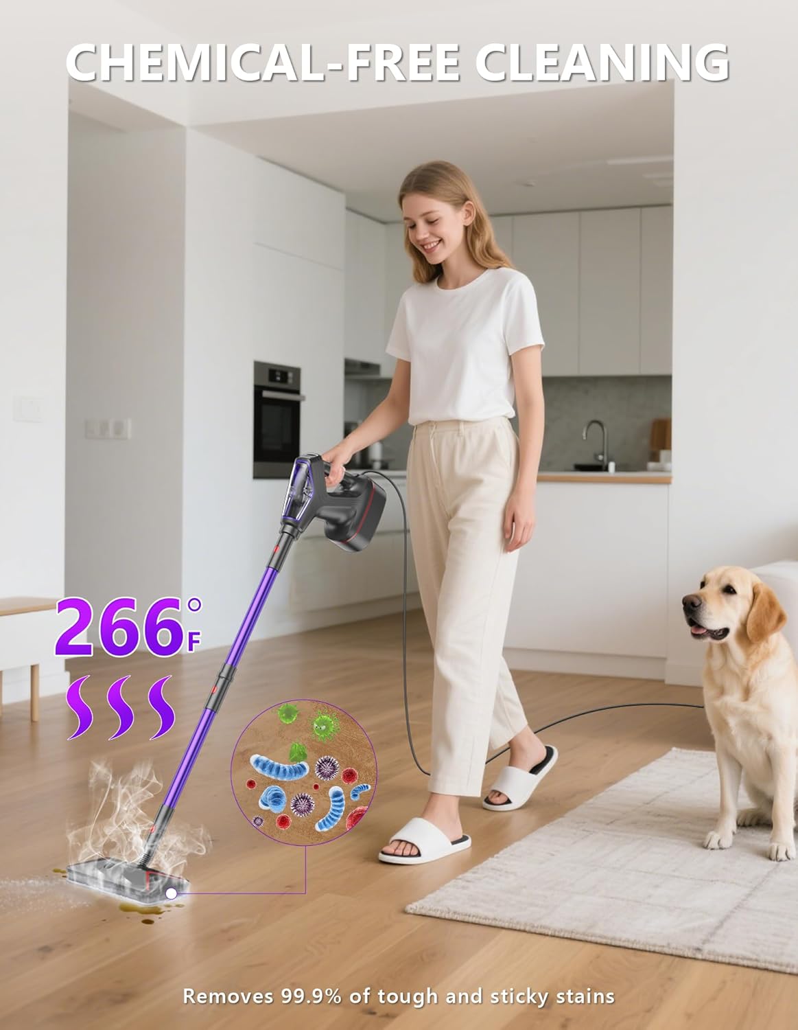 Steam Mop for Floor Cleaning, Heavy Duty 29-in-1 Steam Cleaner for Home with Detachable Handheld