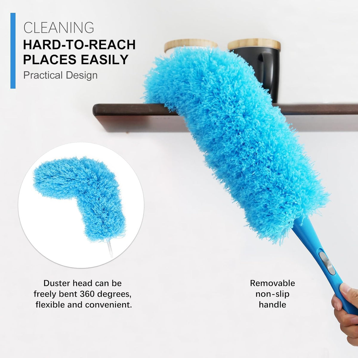 Rainbow Static Duster 24inch Reusable Microfiber Electrostatic Dusters with 2 Beandable and