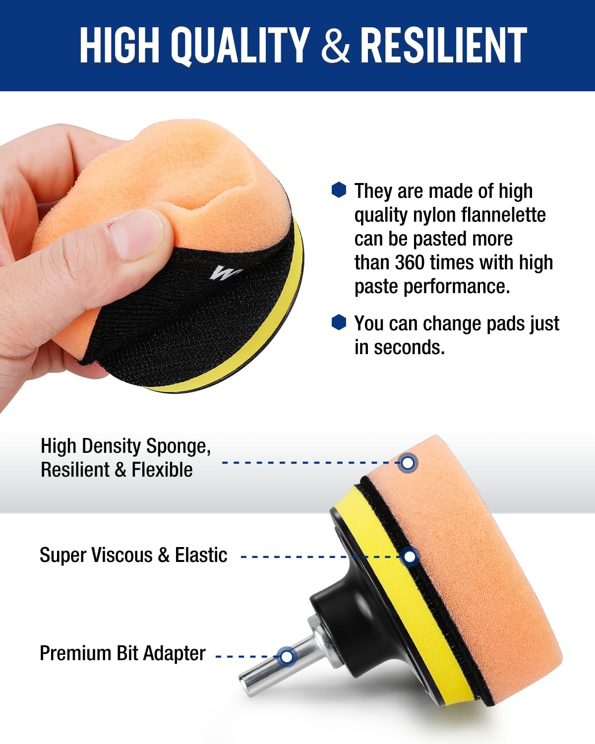 WORKPRO 3 Inch Drill Buffing Pad Kit - 11 Pcs Car Foam Polishing Pads Set, Drill Buffer Polisher