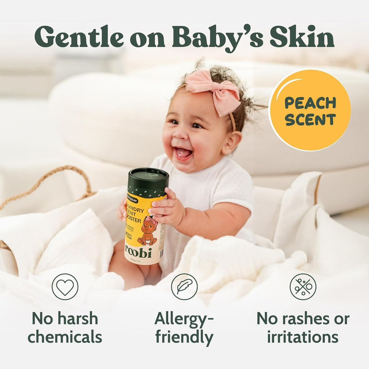 Roobi Baby Laundry Scent Booster. Peachy Lullaby Fragrance Beads. Specially Formulated for Baby's