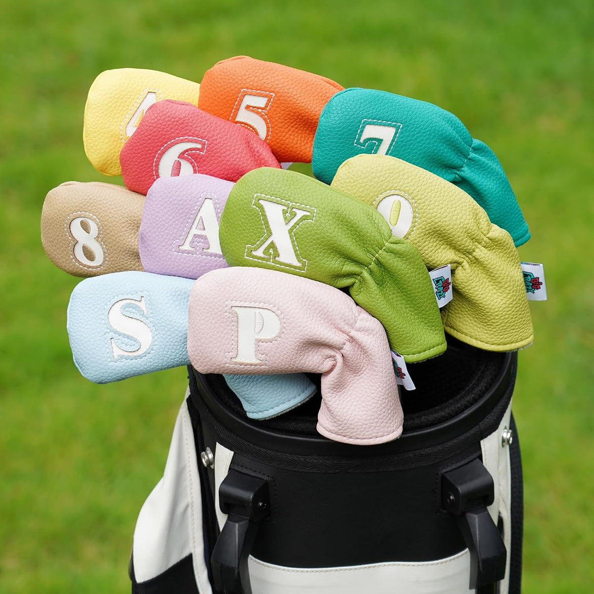 Big Crazy Golf Iron Covers, 10pcs Colorful Iron Head Covers, Long Neck and Elastic Closure for Club