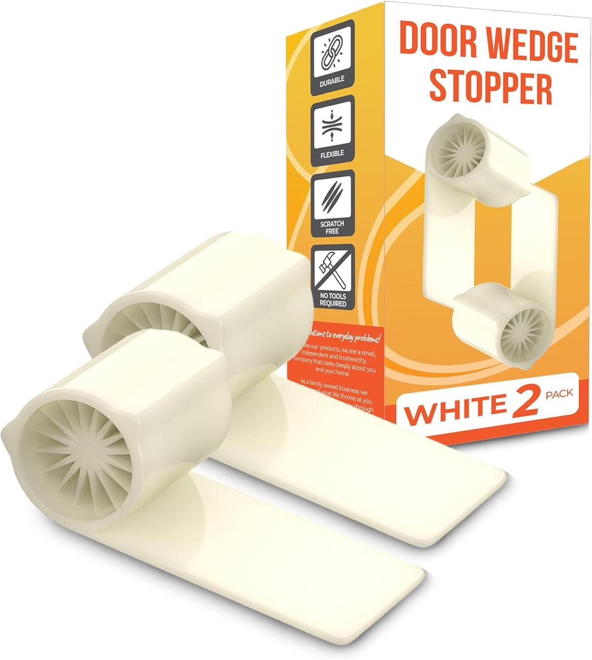 Ducki 2 Pack Door Wedge Stopper - 3 in 1 Thermoplastic Rubber Door Stop Wedge for The Top, Bottom